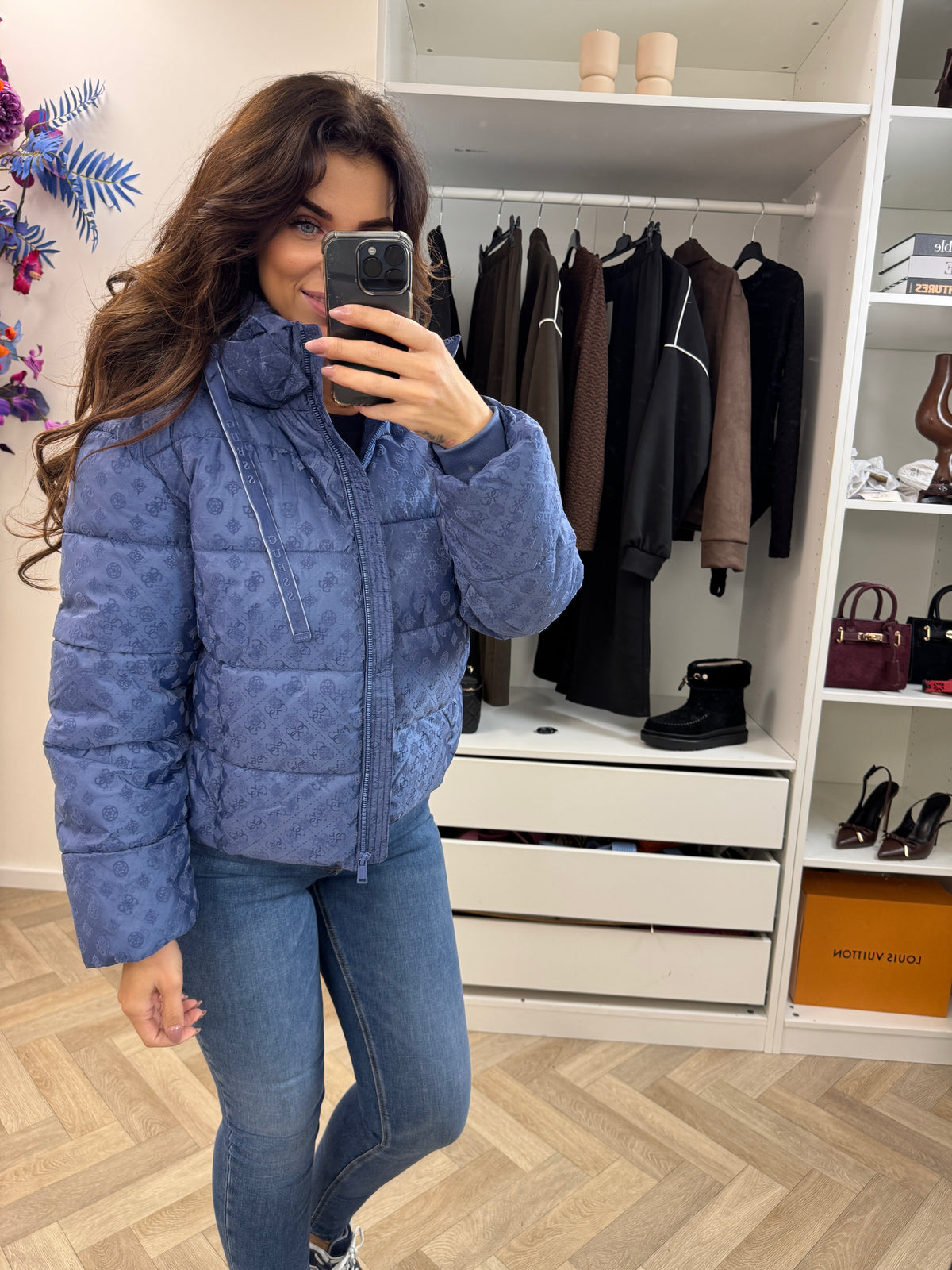 Puffer Jacket Daisy Logo Blue Guess 1450