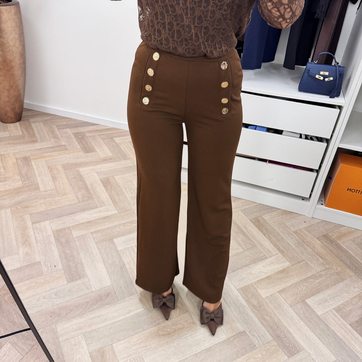 Perfect Button Pants Choco LM5112