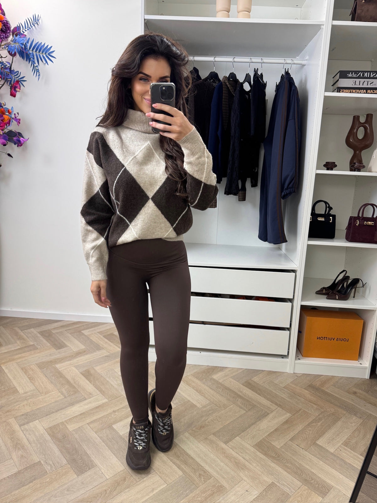 Trui Ruit Beige  52268