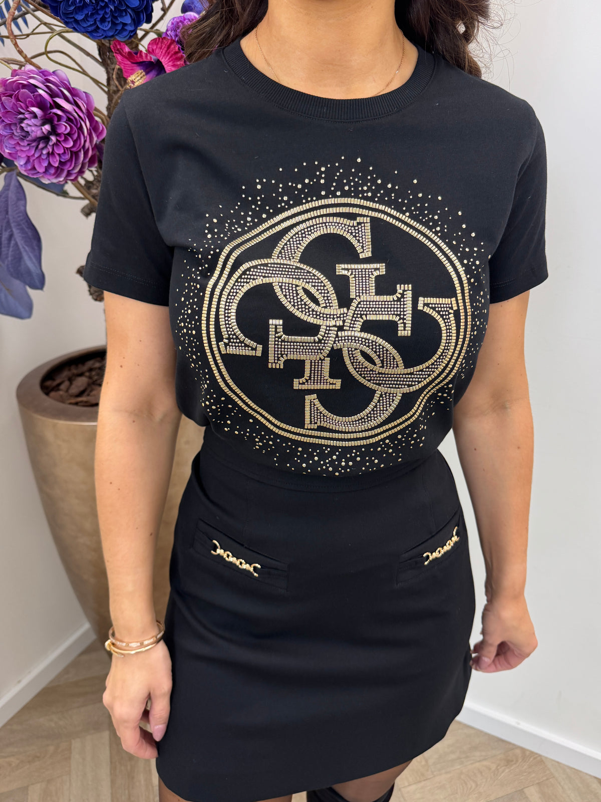 T-shirt Script Logo Black Guess 1461