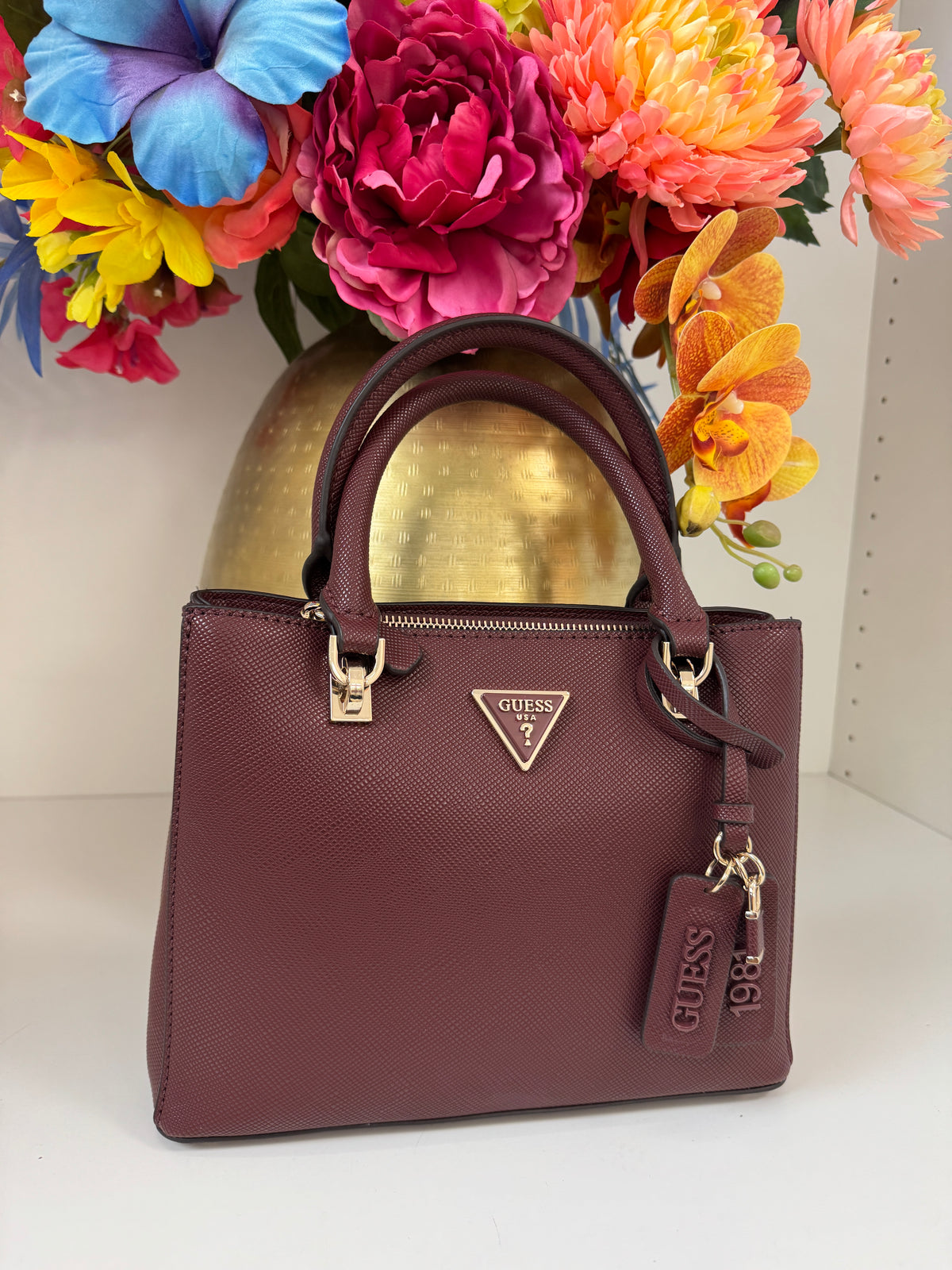 Satchel Noelle Burgundy Guess 1385