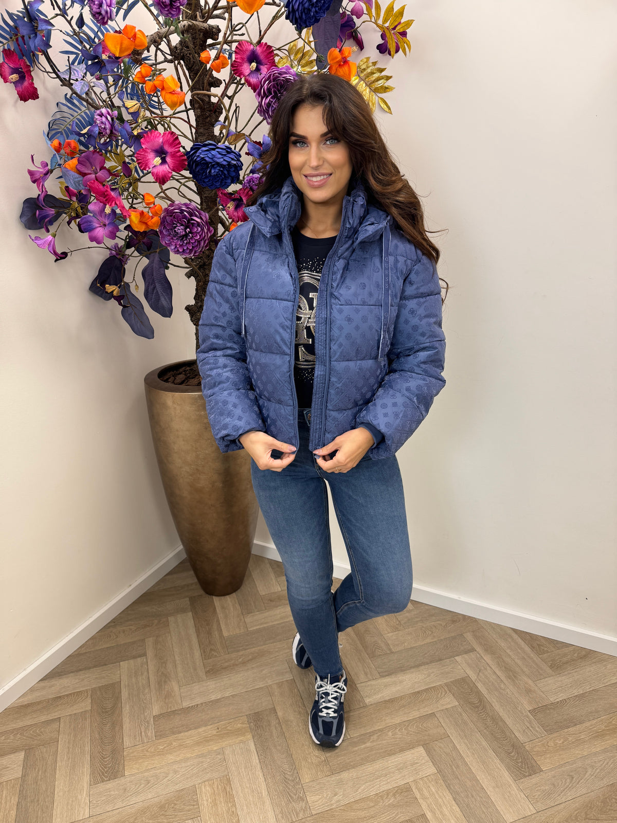 Puffer Jacket Daisy Logo Blue Guess 1450