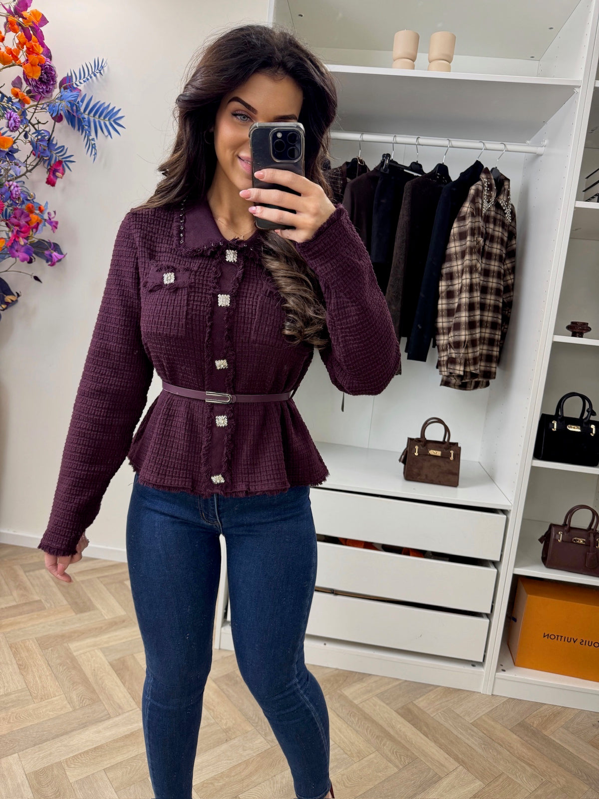 Top Diamonds Belt wine MC2778