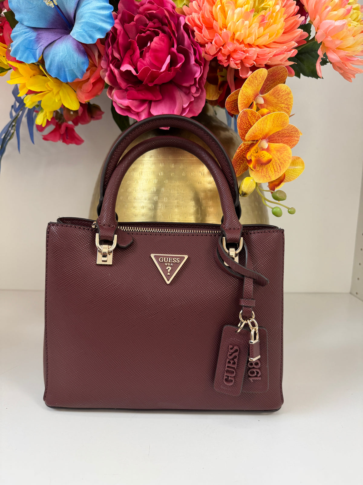 Satchel Noelle Burgundy Guess 1385