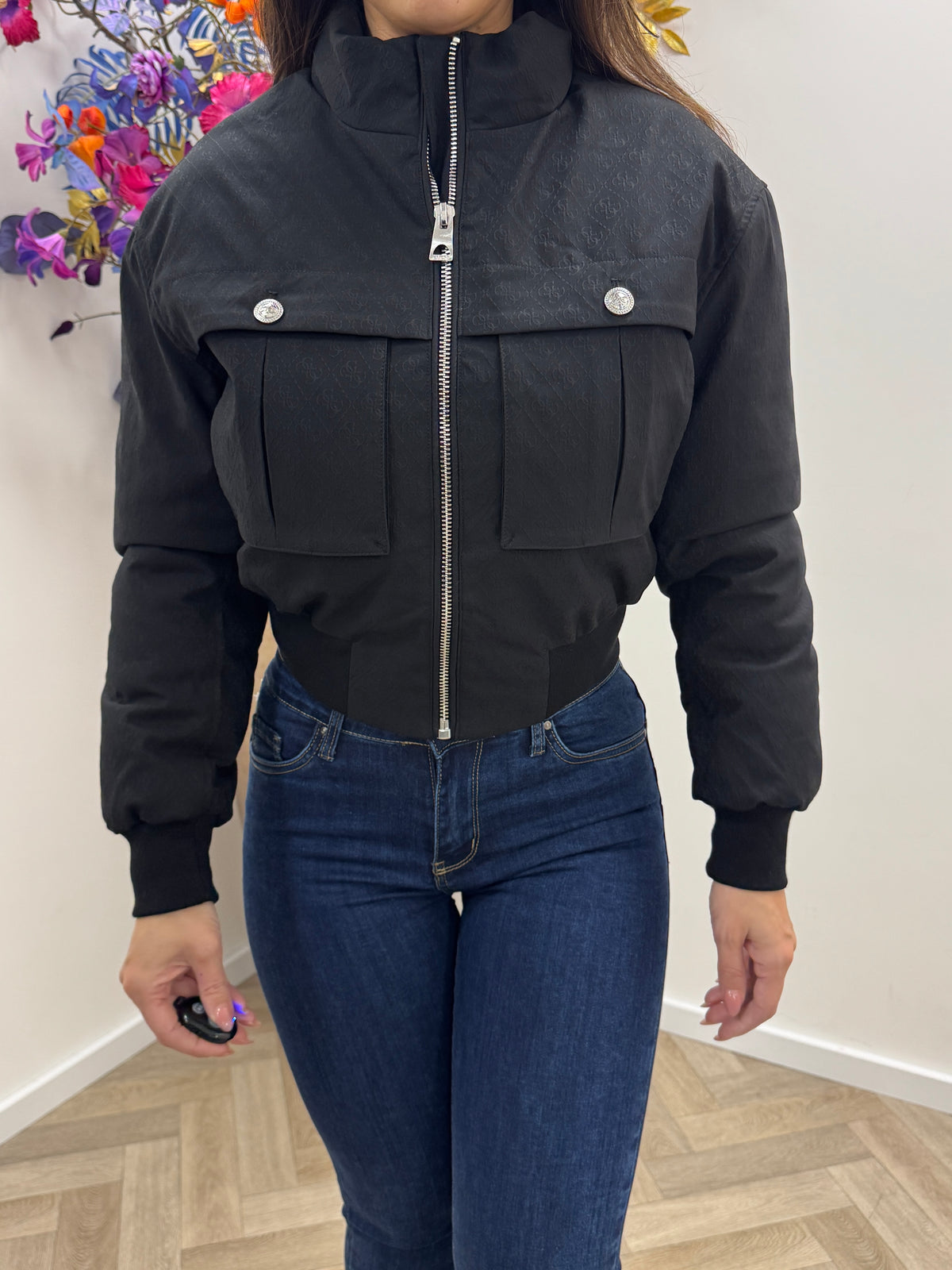 Logo Bomber Jacket Flora Fancy Black 1466