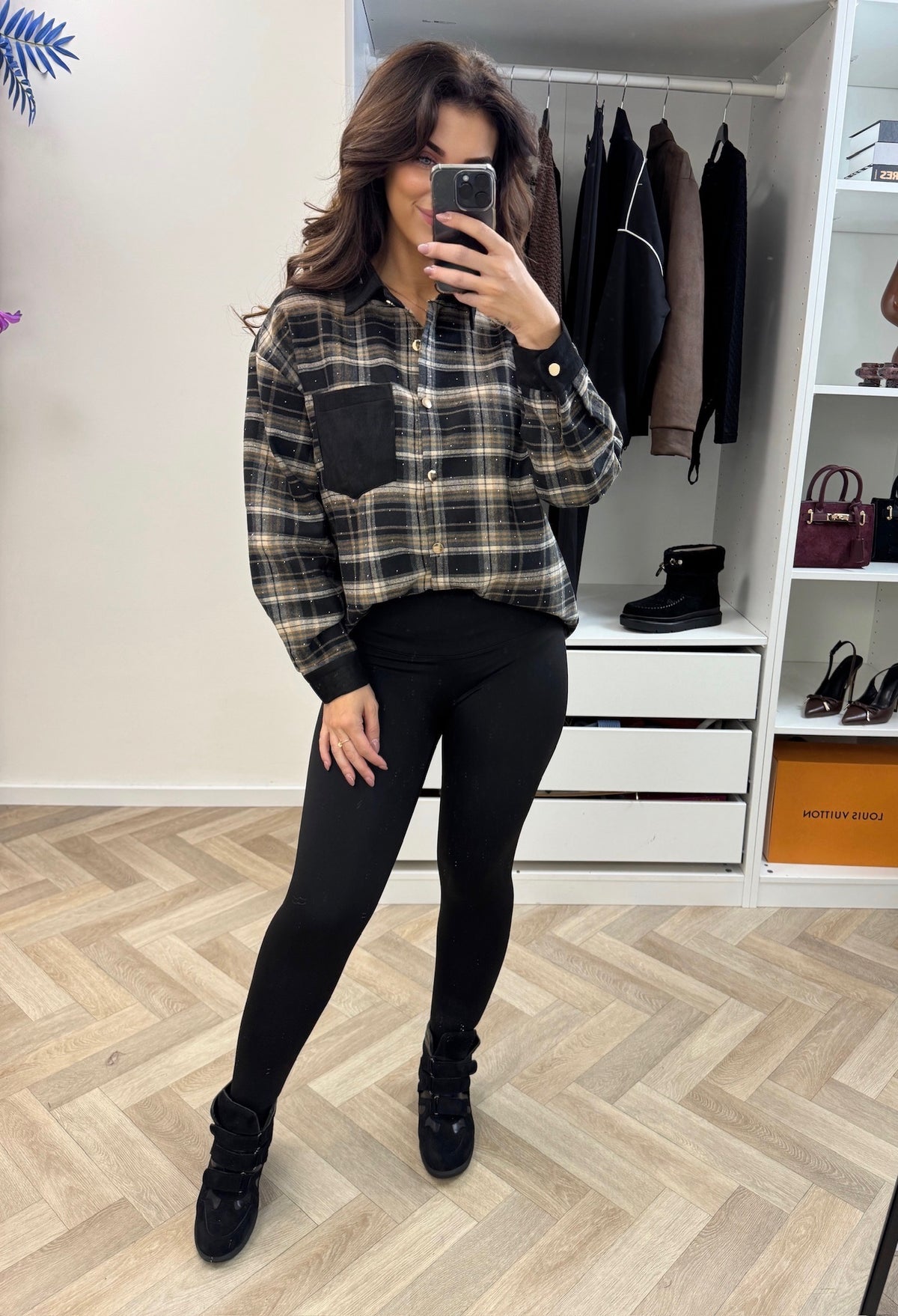 Blouse Diamonds Ruit Black 15038
