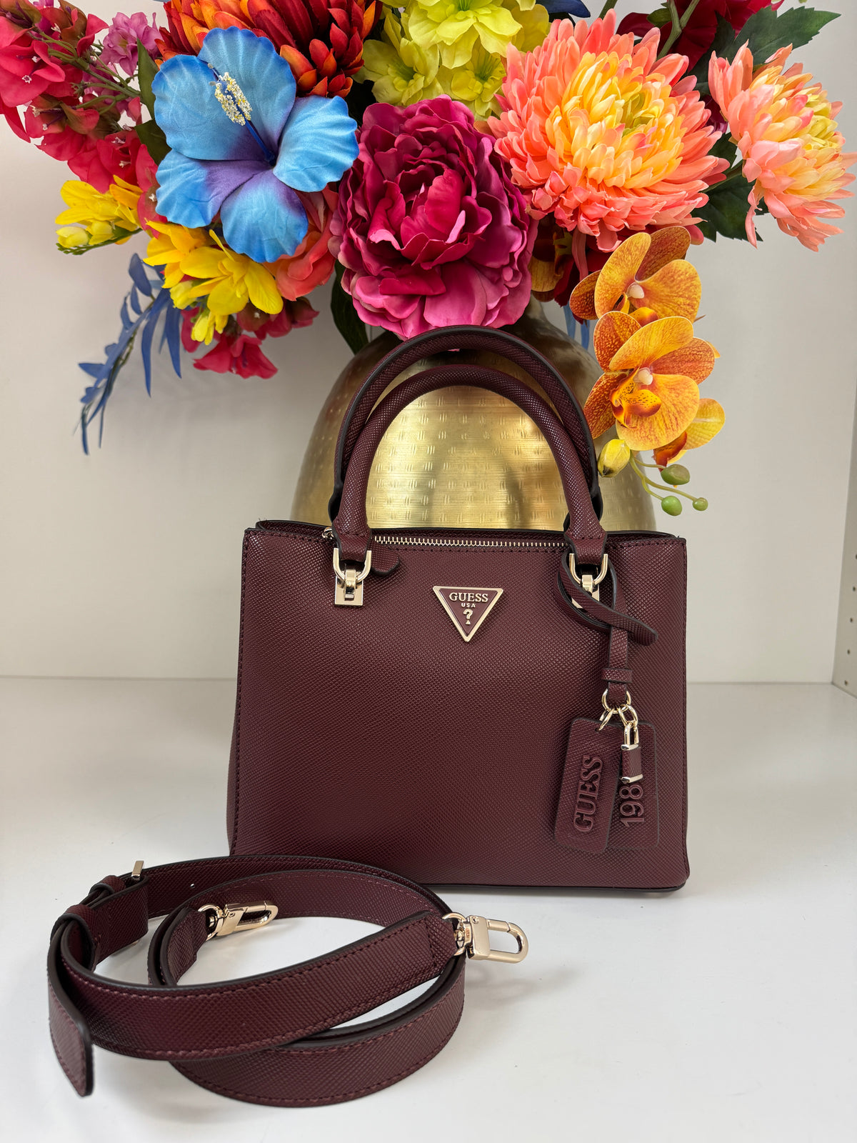 Satchel Noelle Burgundy Guess 1385