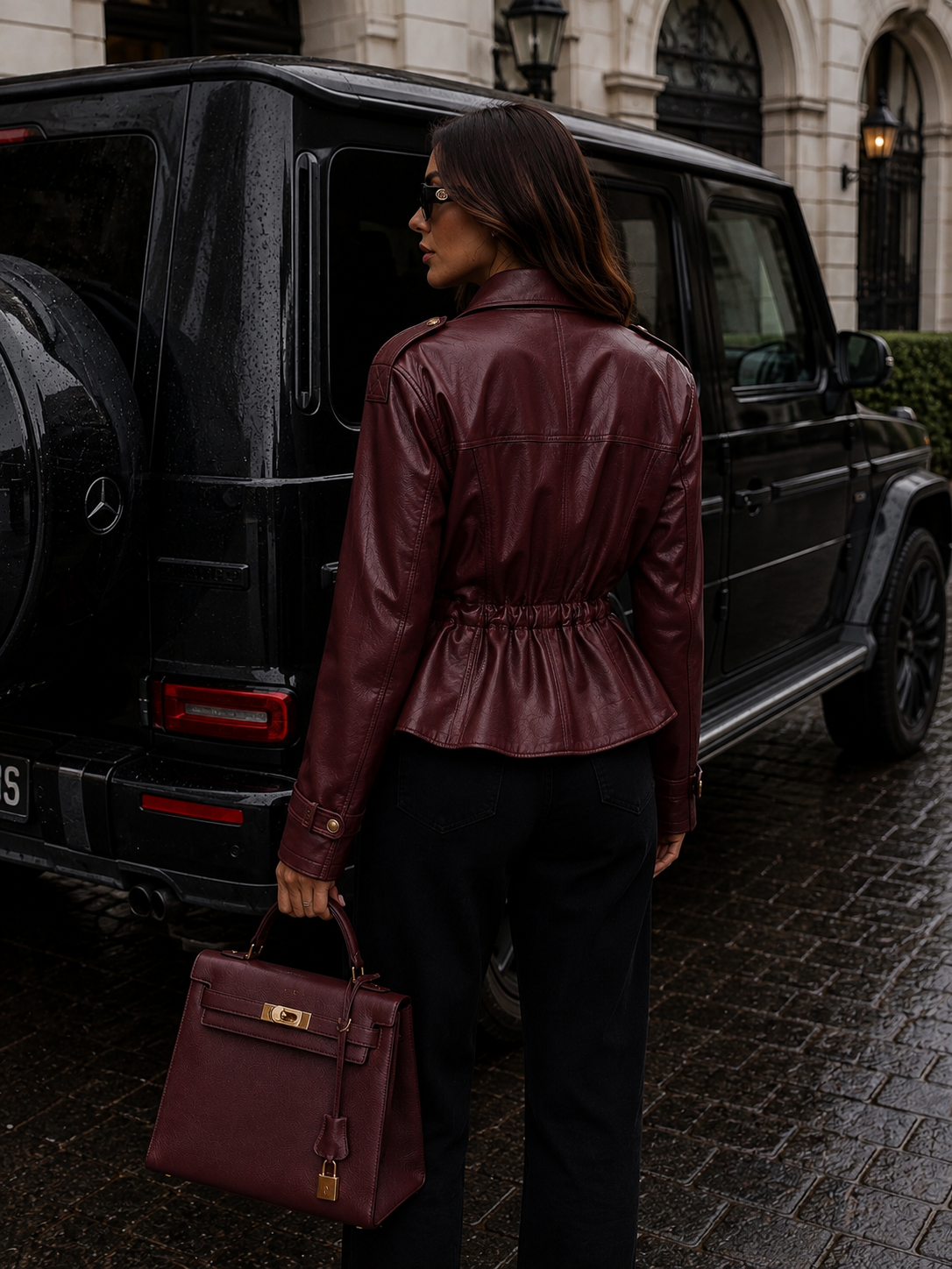 Leder jacket Bordeaux S5638