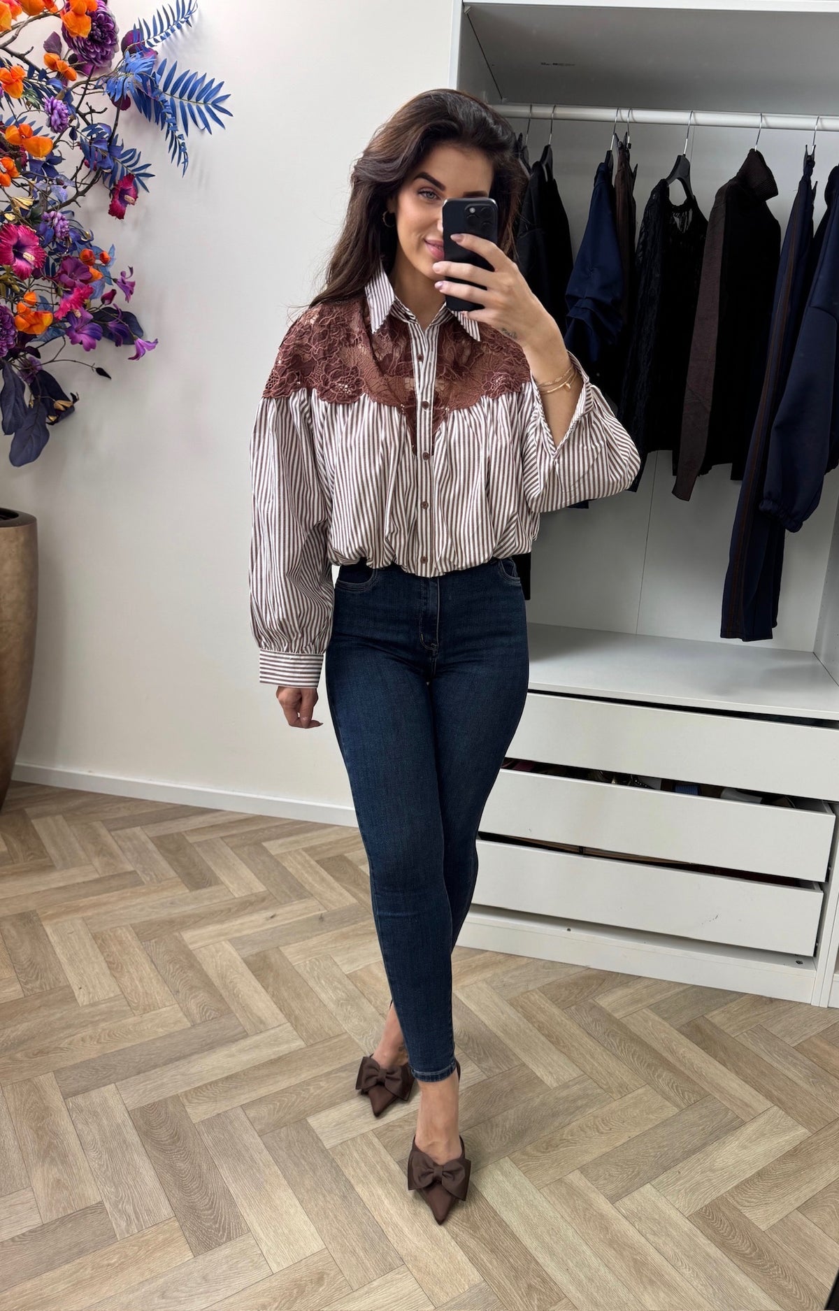 Blouse Stripes Cherry Choco 9918