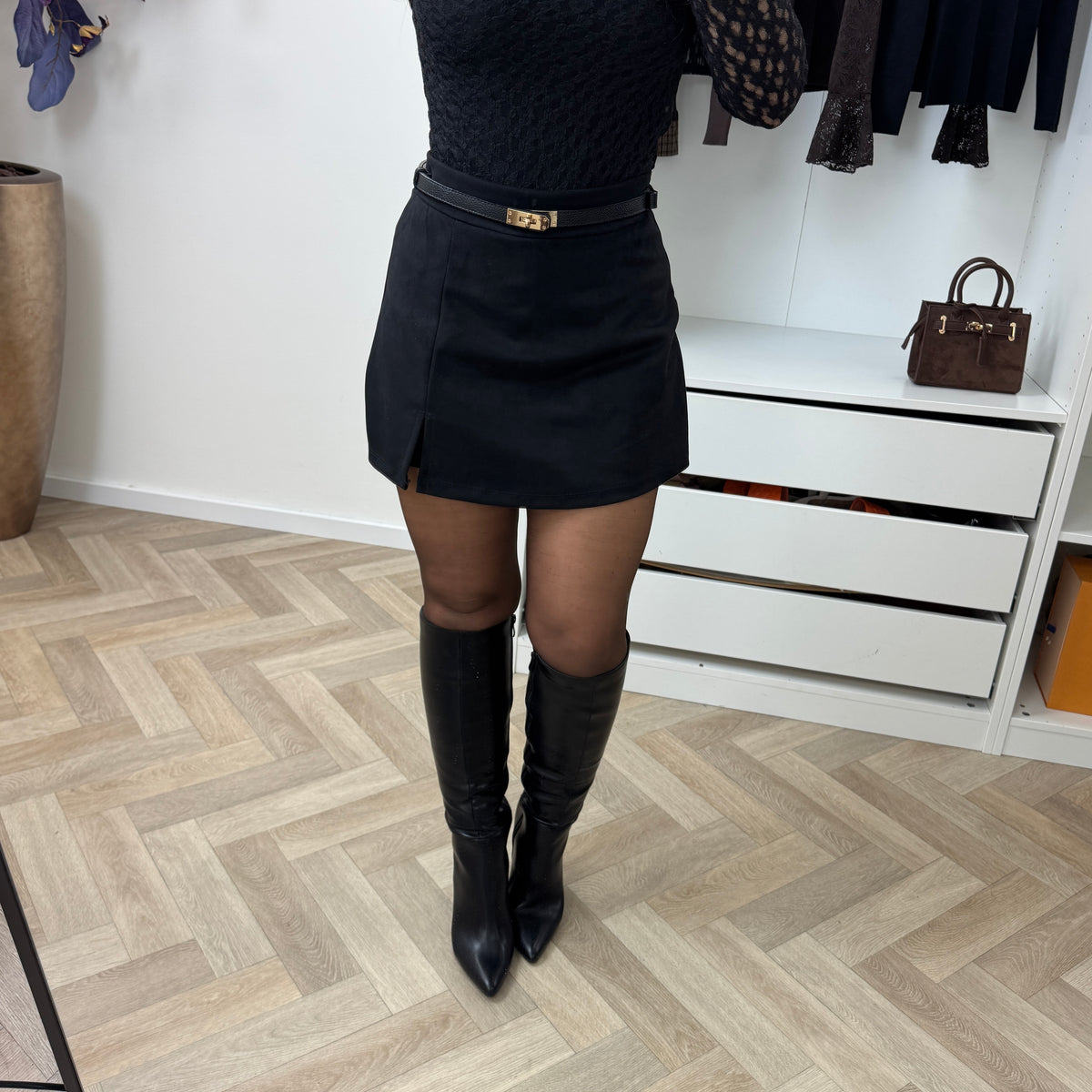 Skort Suede Look Black