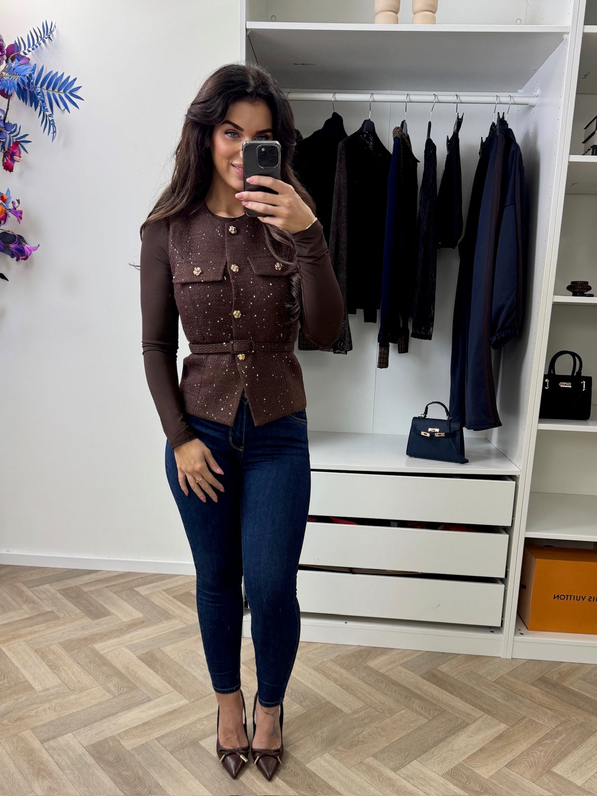 Gilet Boucle Lurex Choco ZD1107