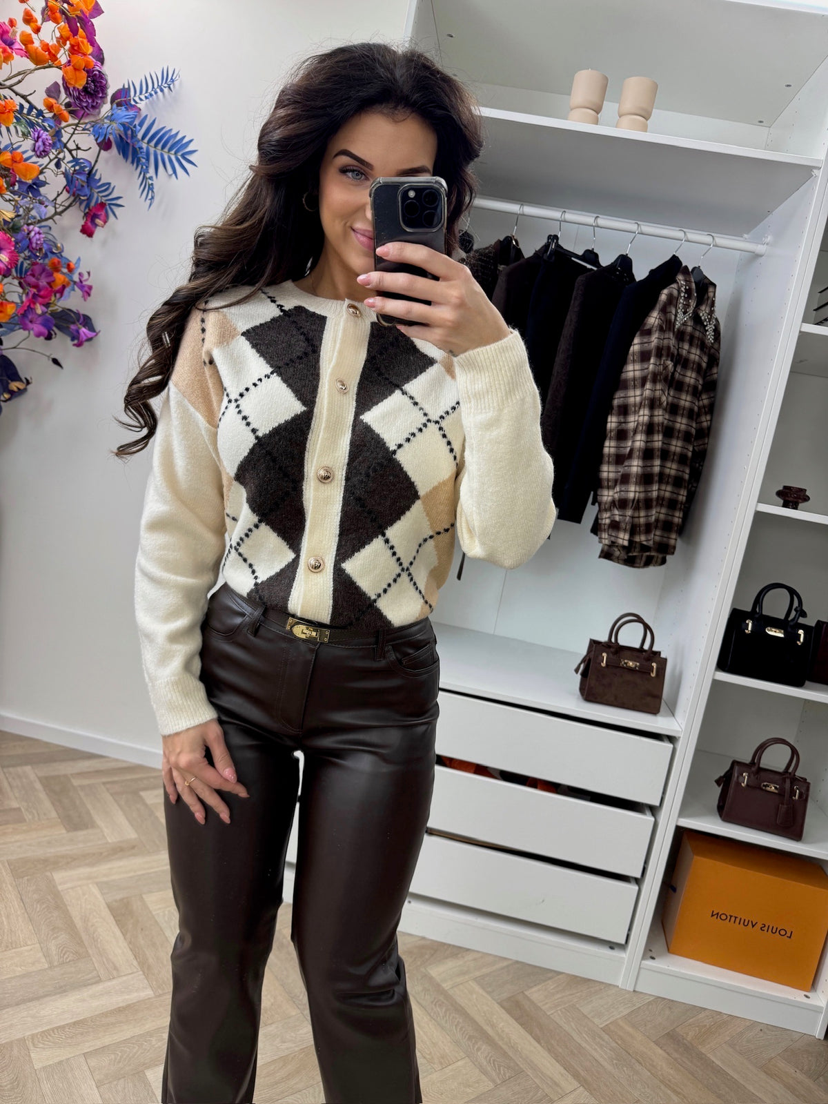 Vest Ruit Gold Button Beige  52261