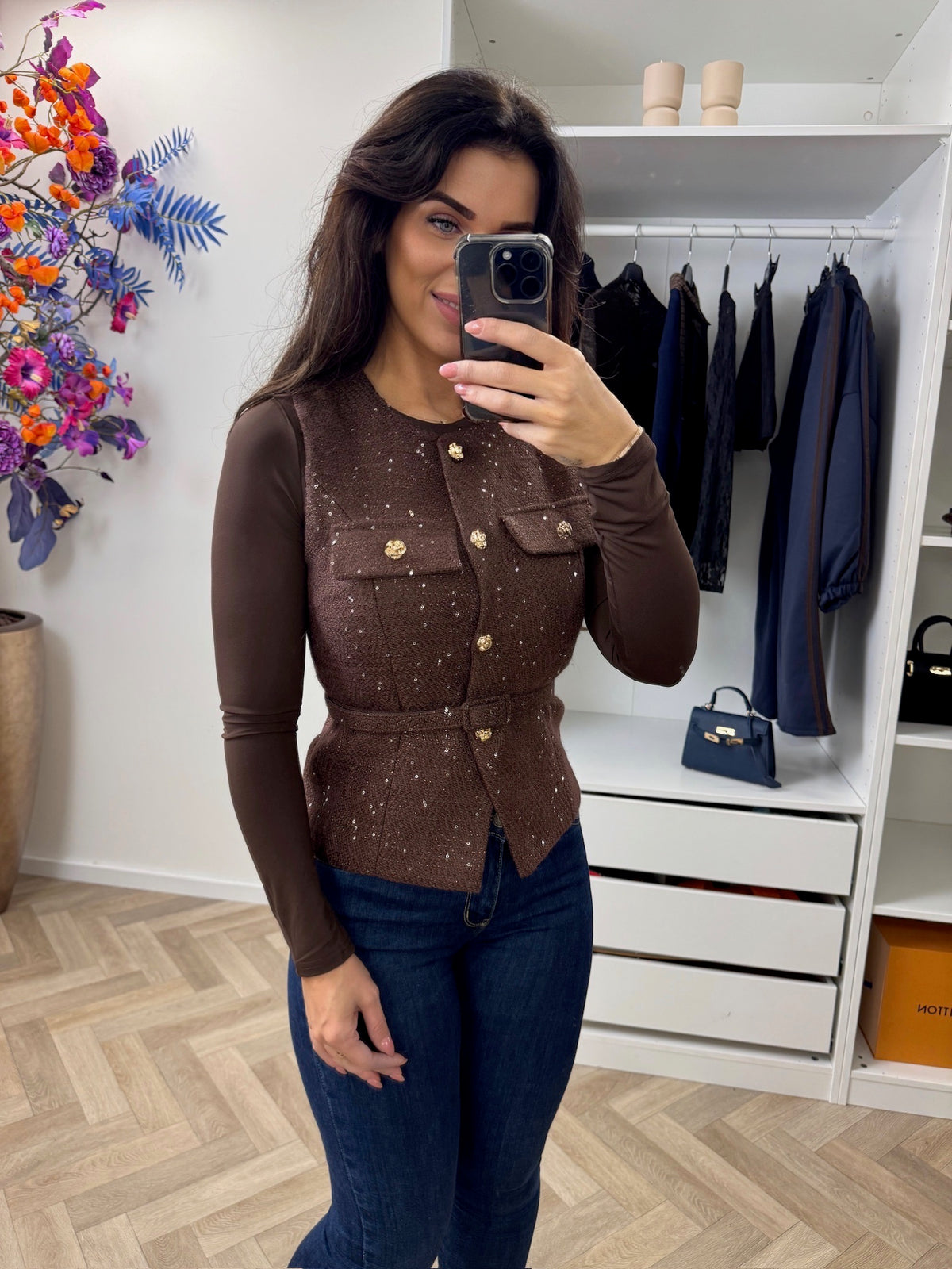 Gilet Boucle Lurex Choco ZD1107