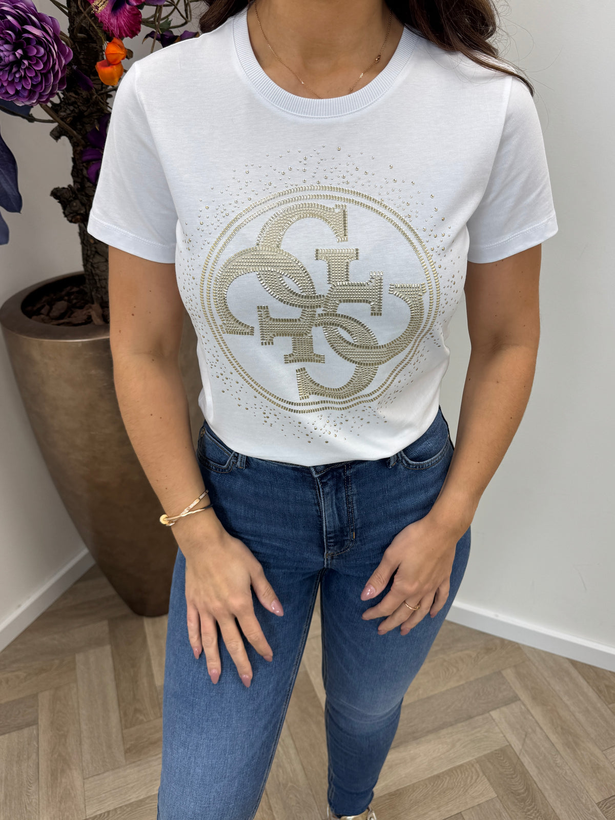 T-shirt Script Logo Guess White 1460