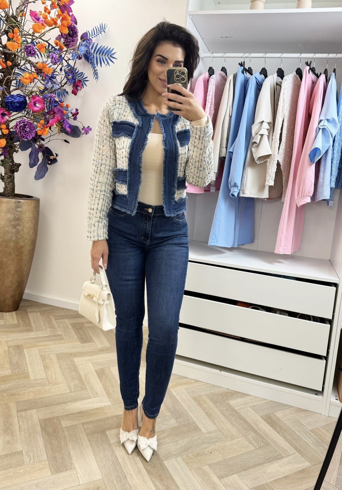 Jacket denim tweed 10222 Beige
