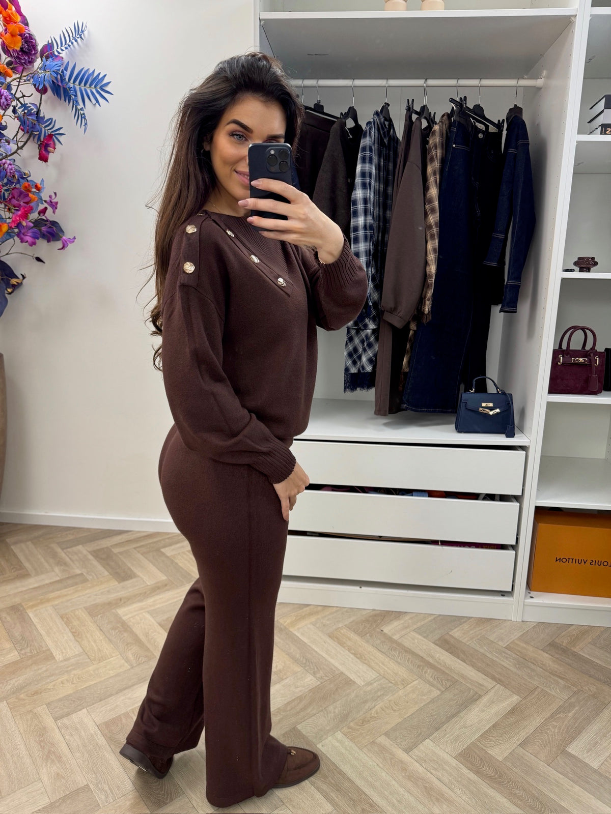 Lounge Set Button Choco W2628