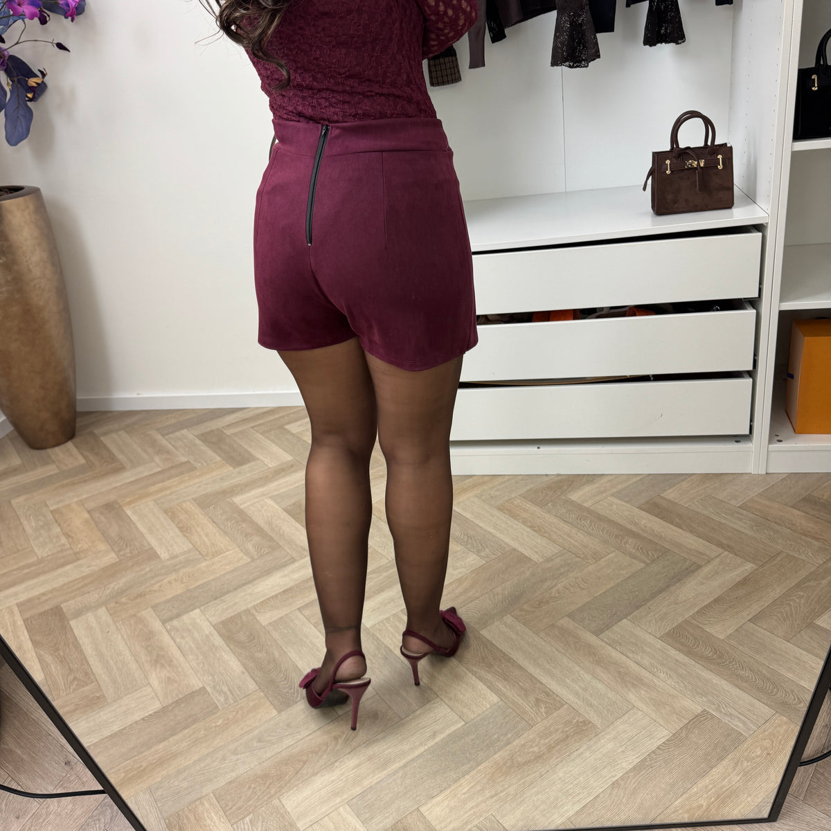 Skort Suede Look Wine
