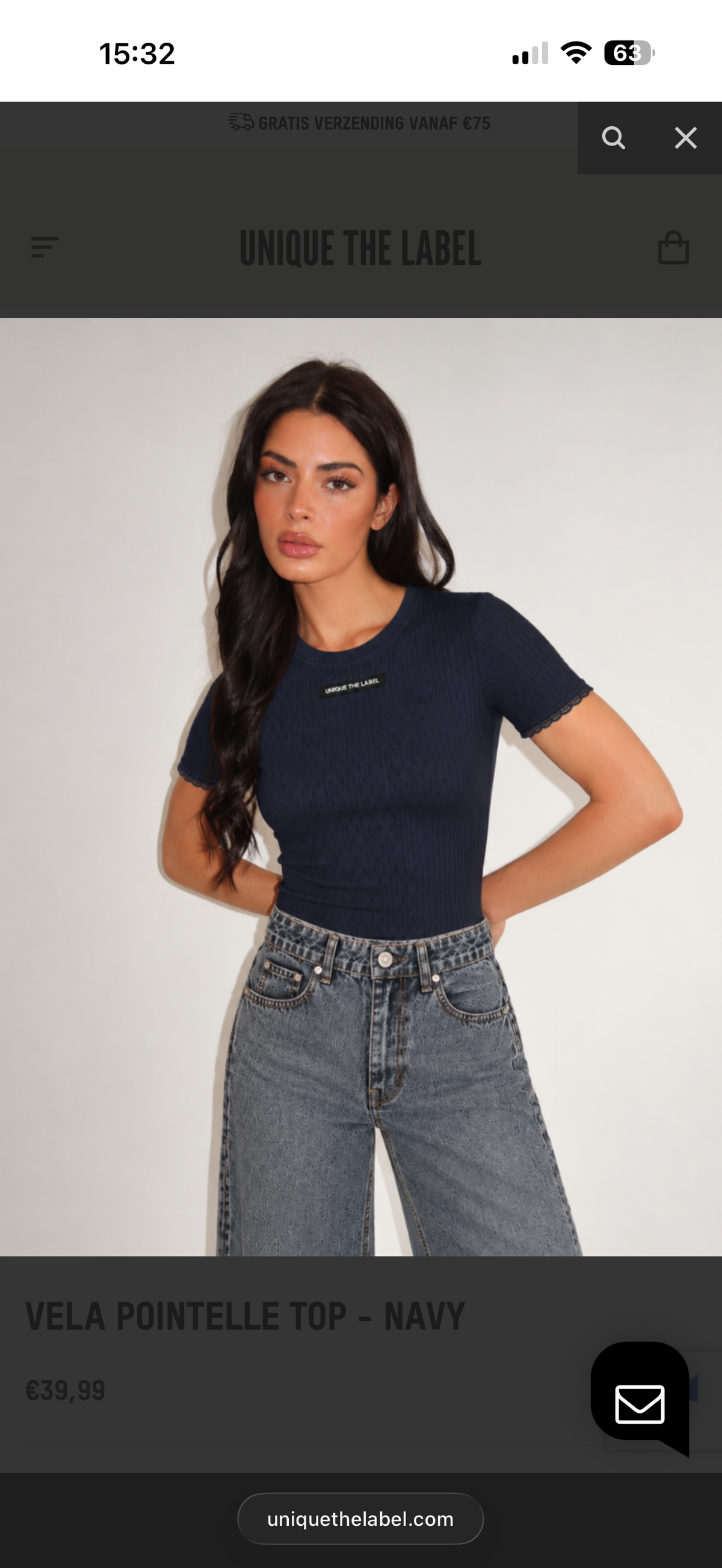 Vela Pointelle Top Dark Navy