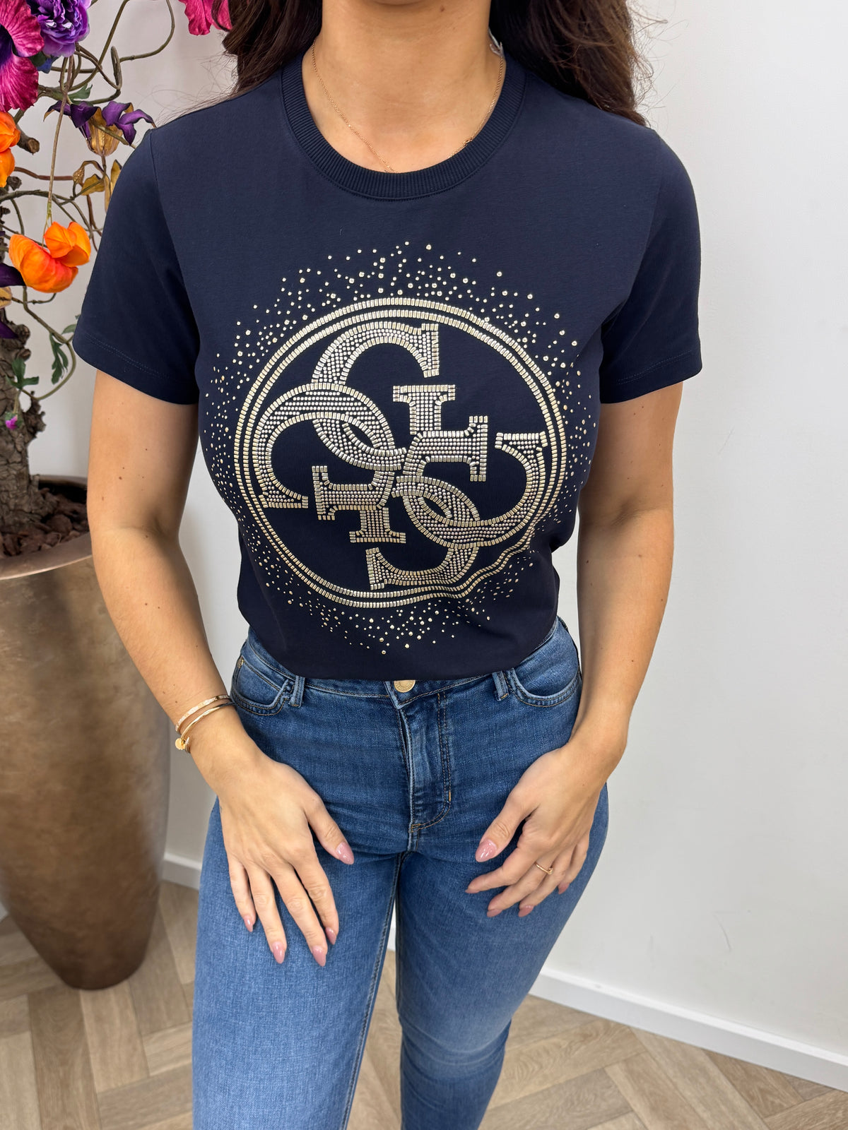 T-shirt Script Logo Guess Navy 1459