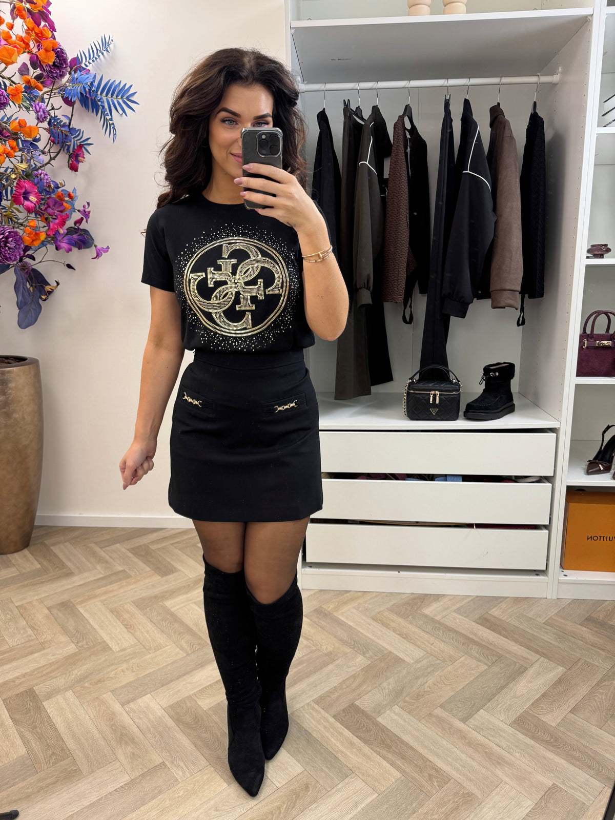 T-shirt Script Logo Black Guess 1461