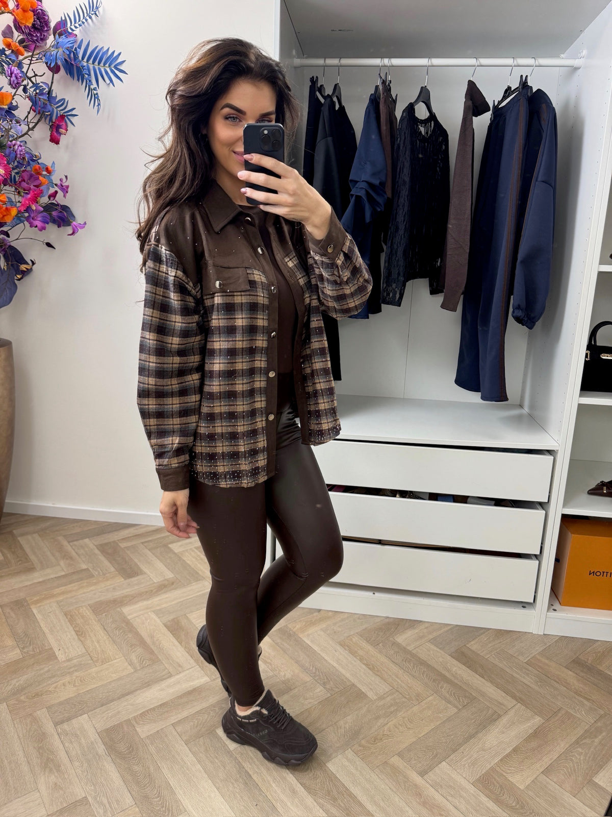 Blouse Diamonds Suede Ruit Choco 5030