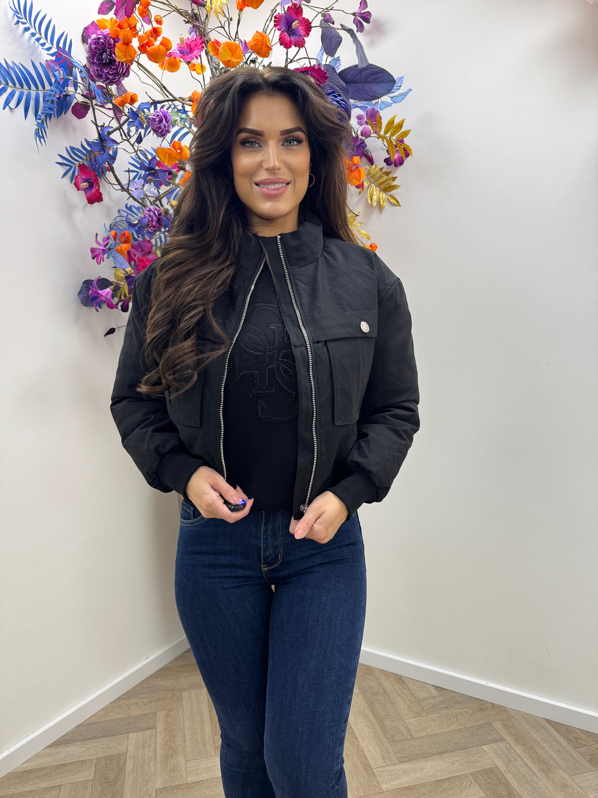 Logo Bomber Jacket Flora Fancy Black 1466