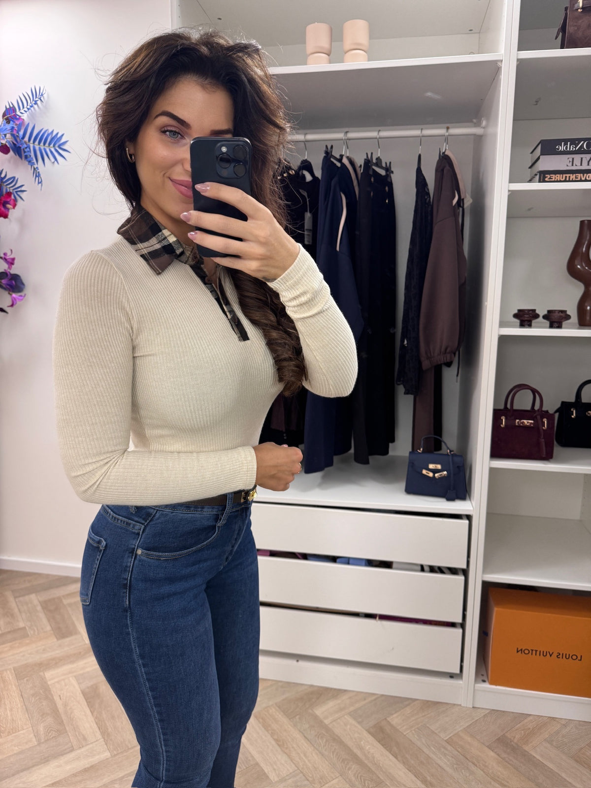 Top Ruit Kraagje Beige H70032