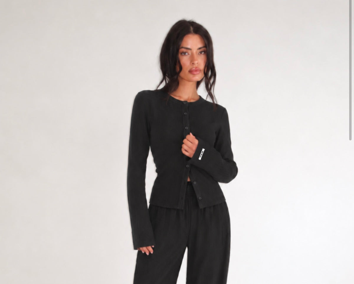 Hailey Button Top Black