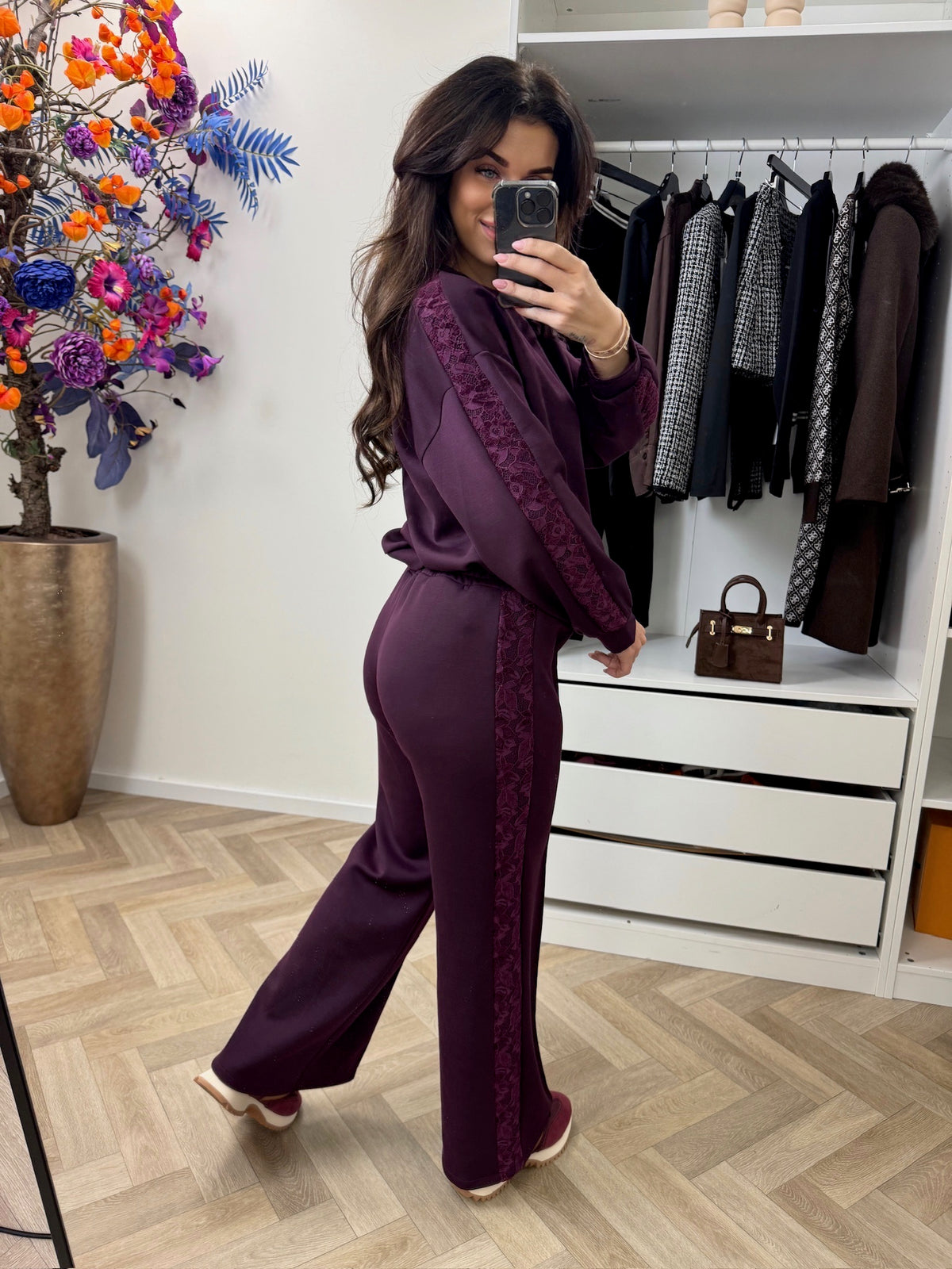 Joggings Set Lace Bordeaux
