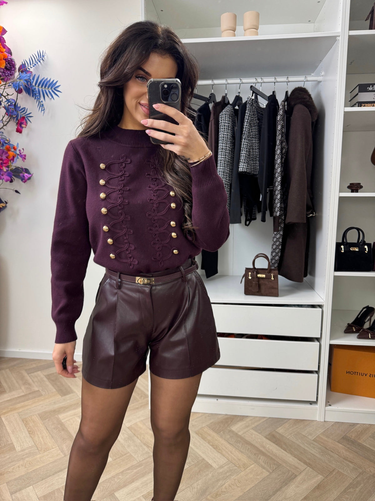 Trui Katie Button Wine  MC3063