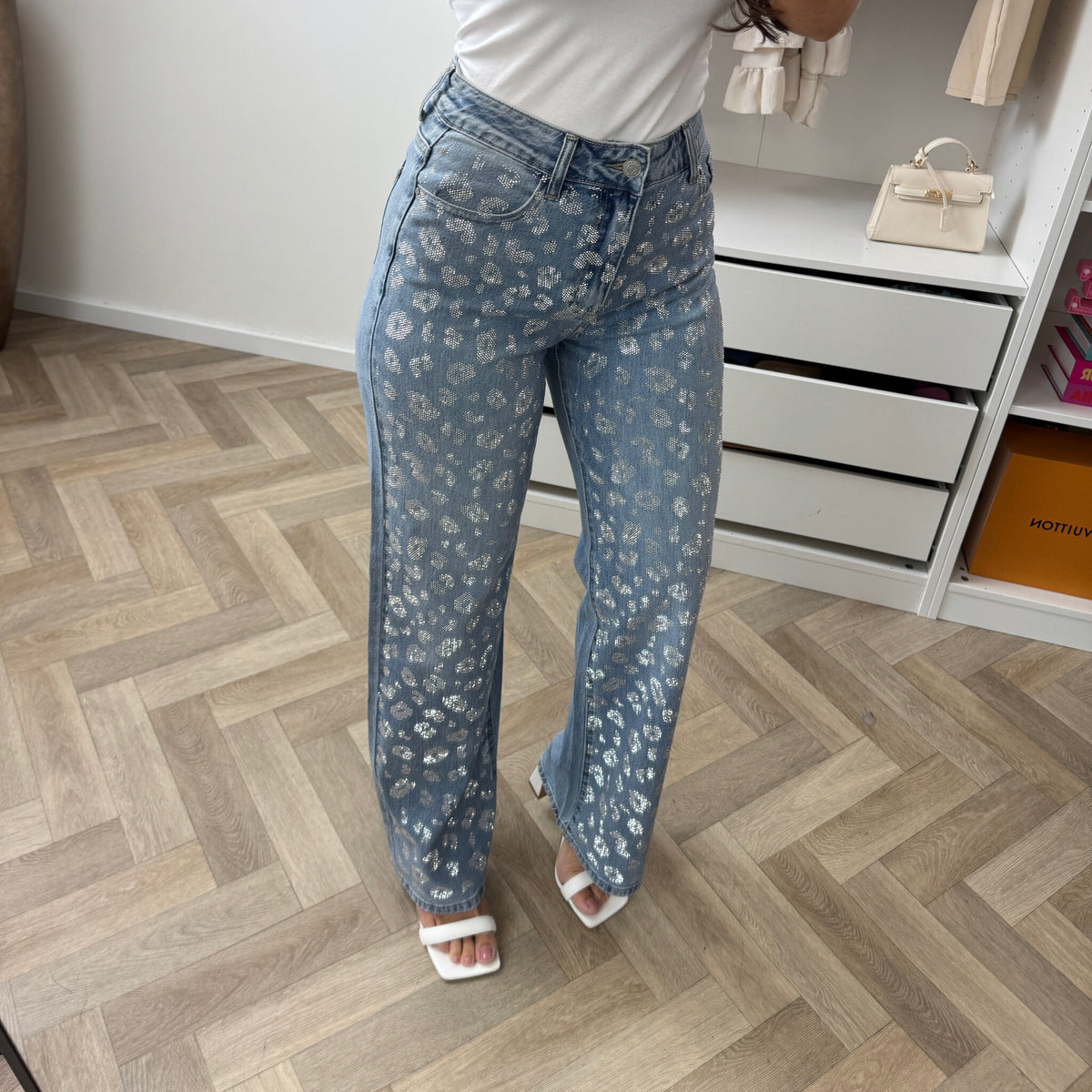 Jeans Diamonds Leopard blue F2222
