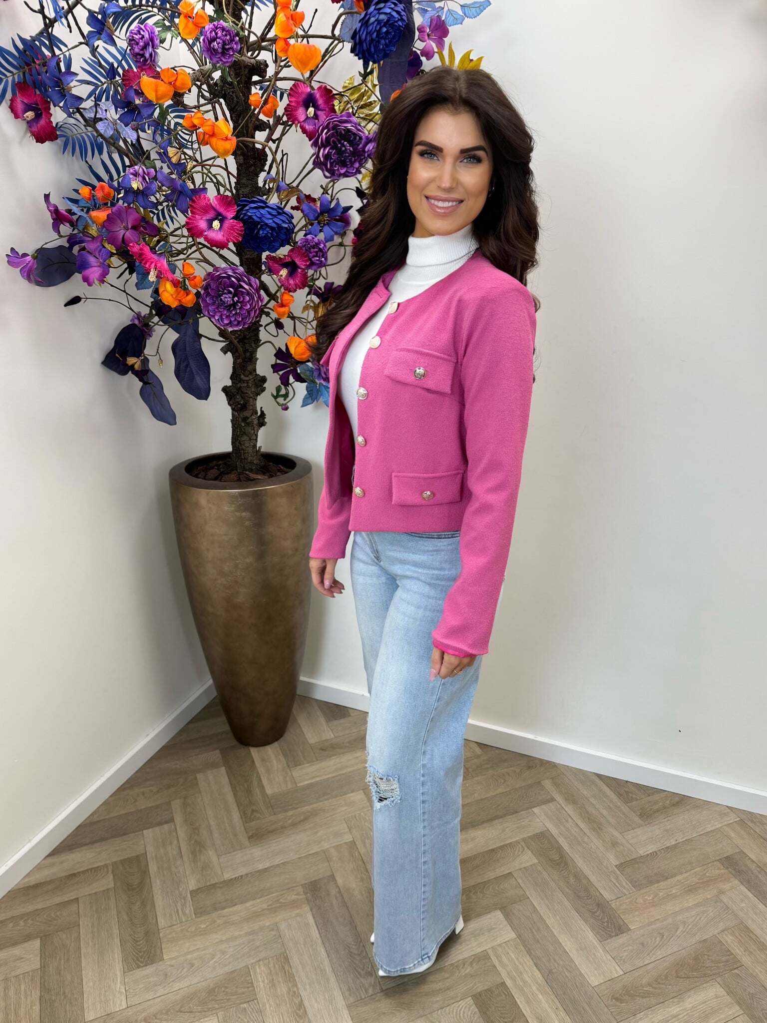 Jacket Mica button Pink