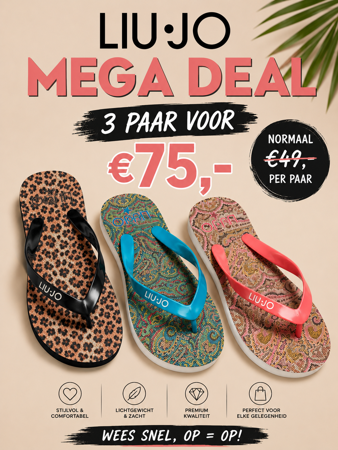 LIU JO MEGA DEAL ! Slippers 3 paar voor 75,-