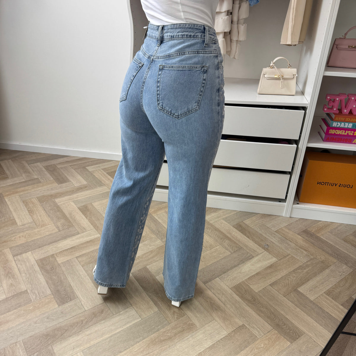 Jeans Diamonds Leopard blue F2222