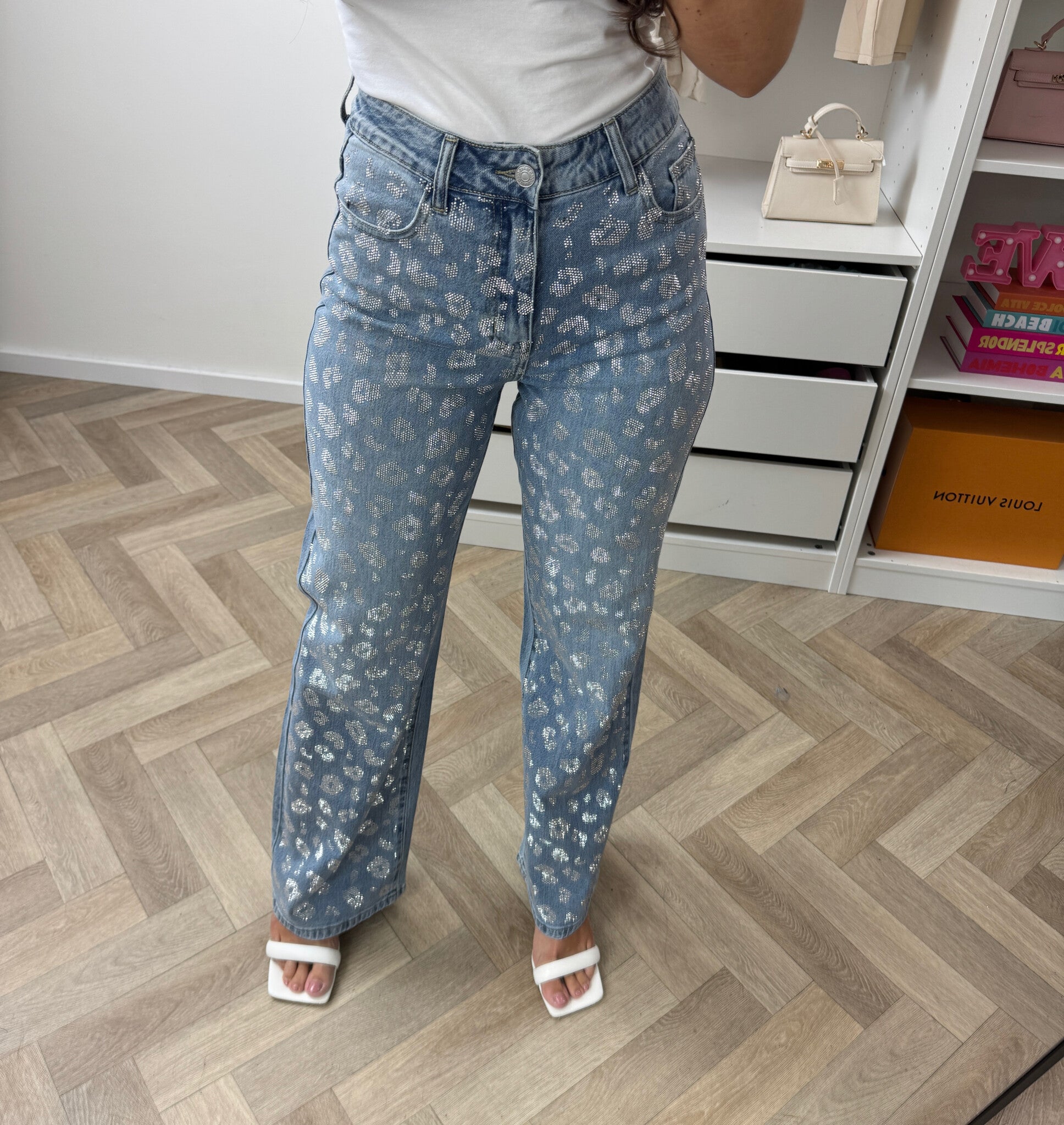 Jeans Diamonds Leopard blue F2222