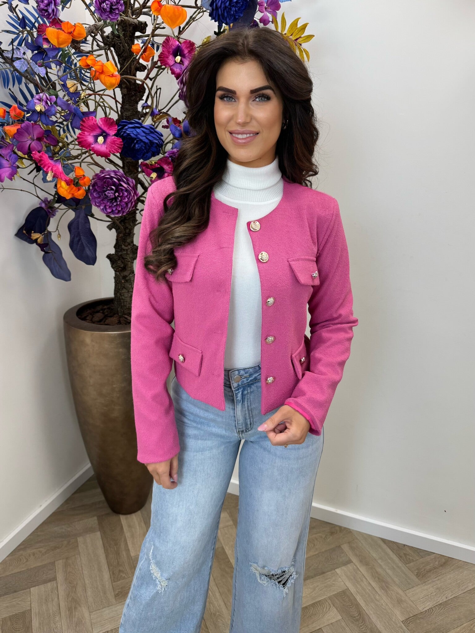 Jacket Mica button Pink