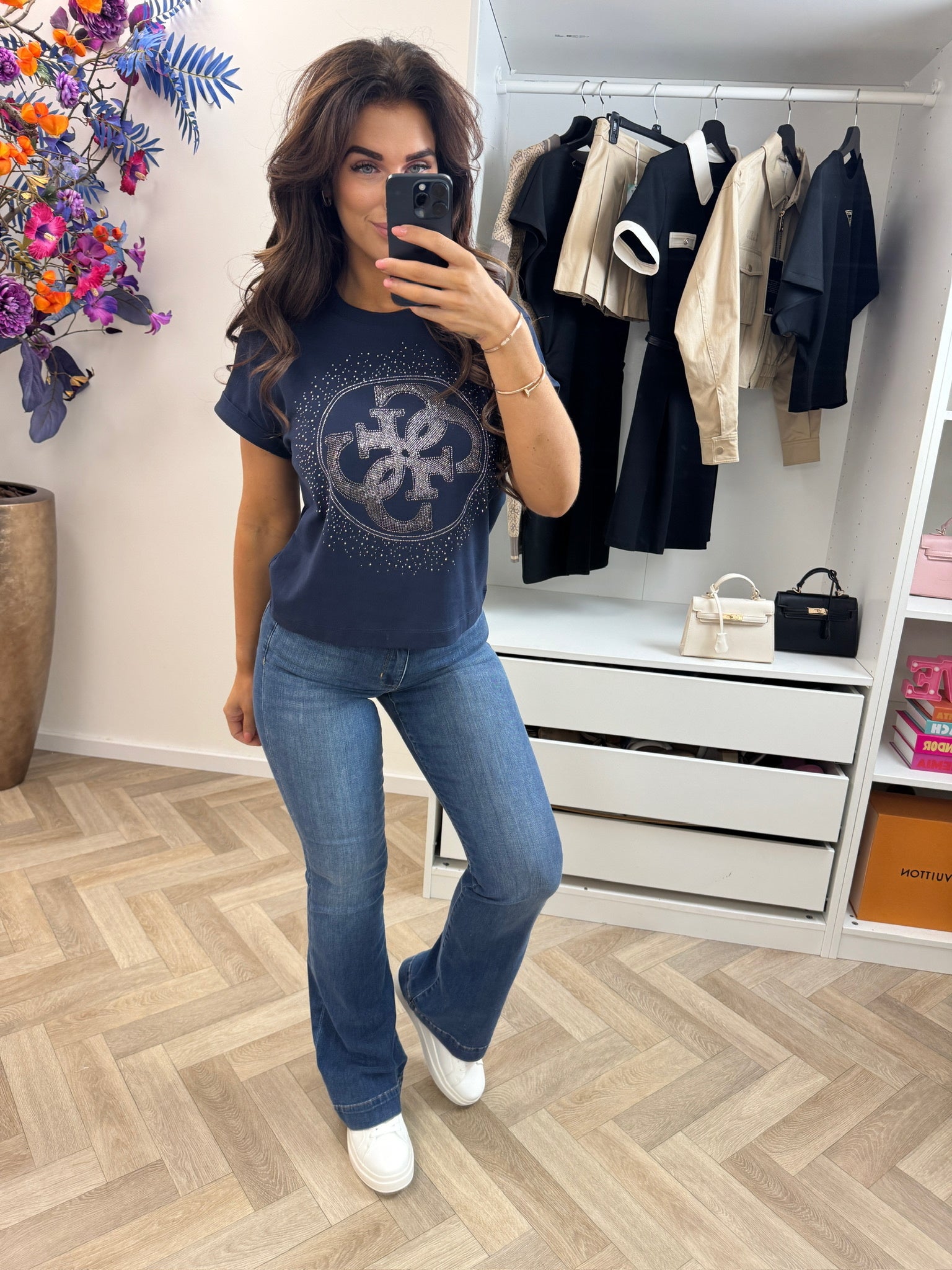 T-shirt 4G Round Navy Guess 1305