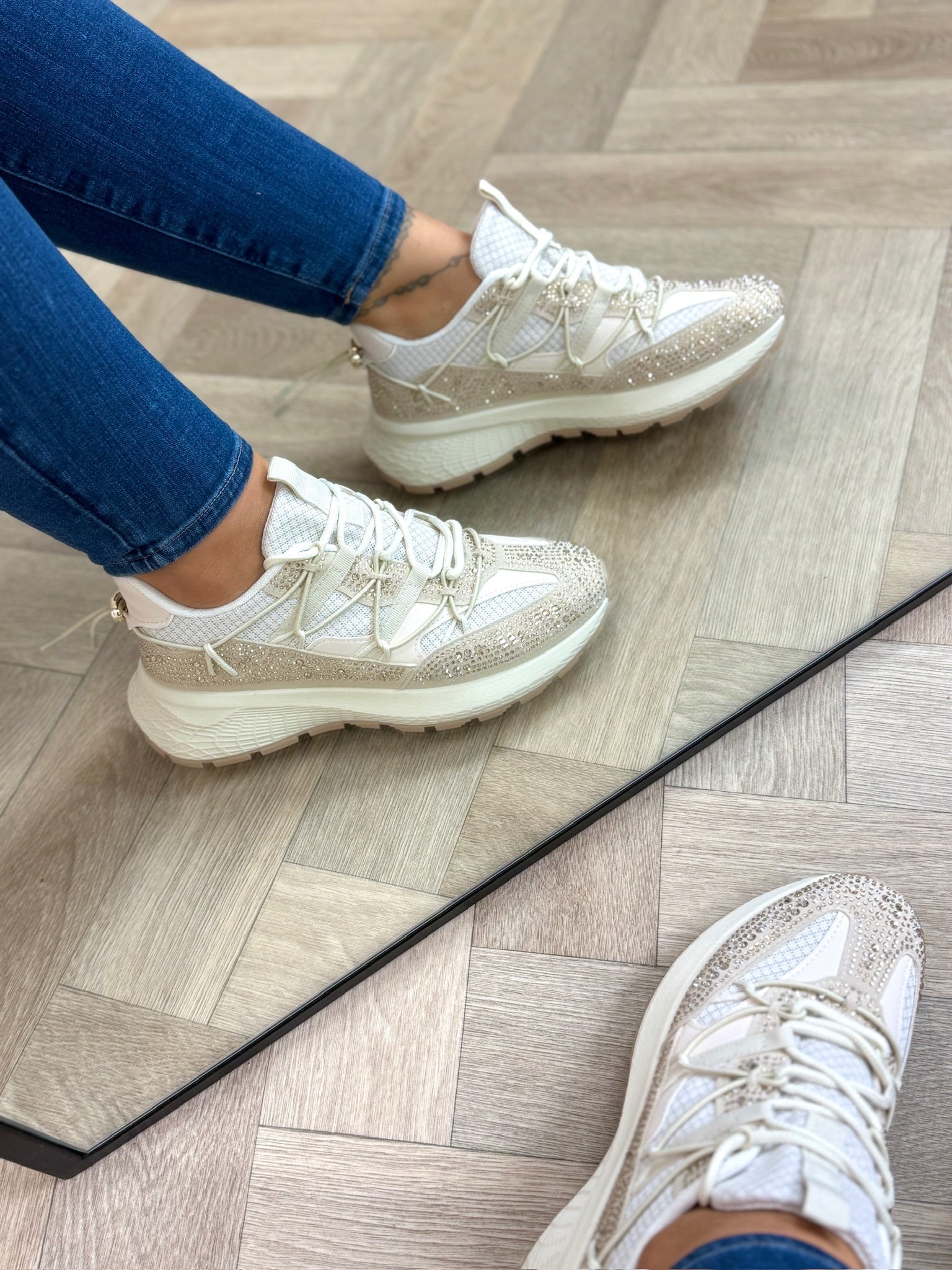 Sneakers Diamonds Steffie 88-132 Beige