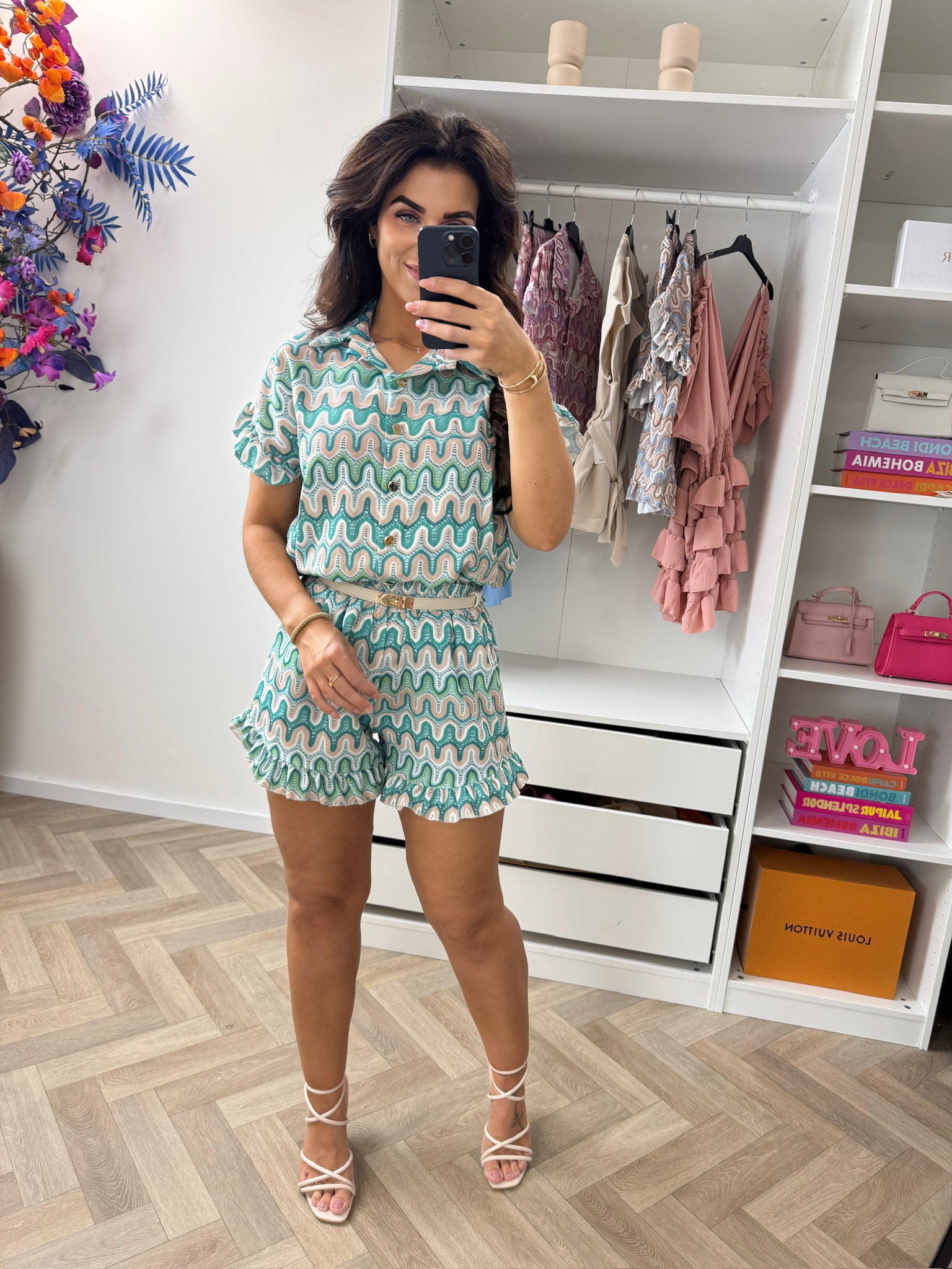 Set Wave Print Celina  turqouise