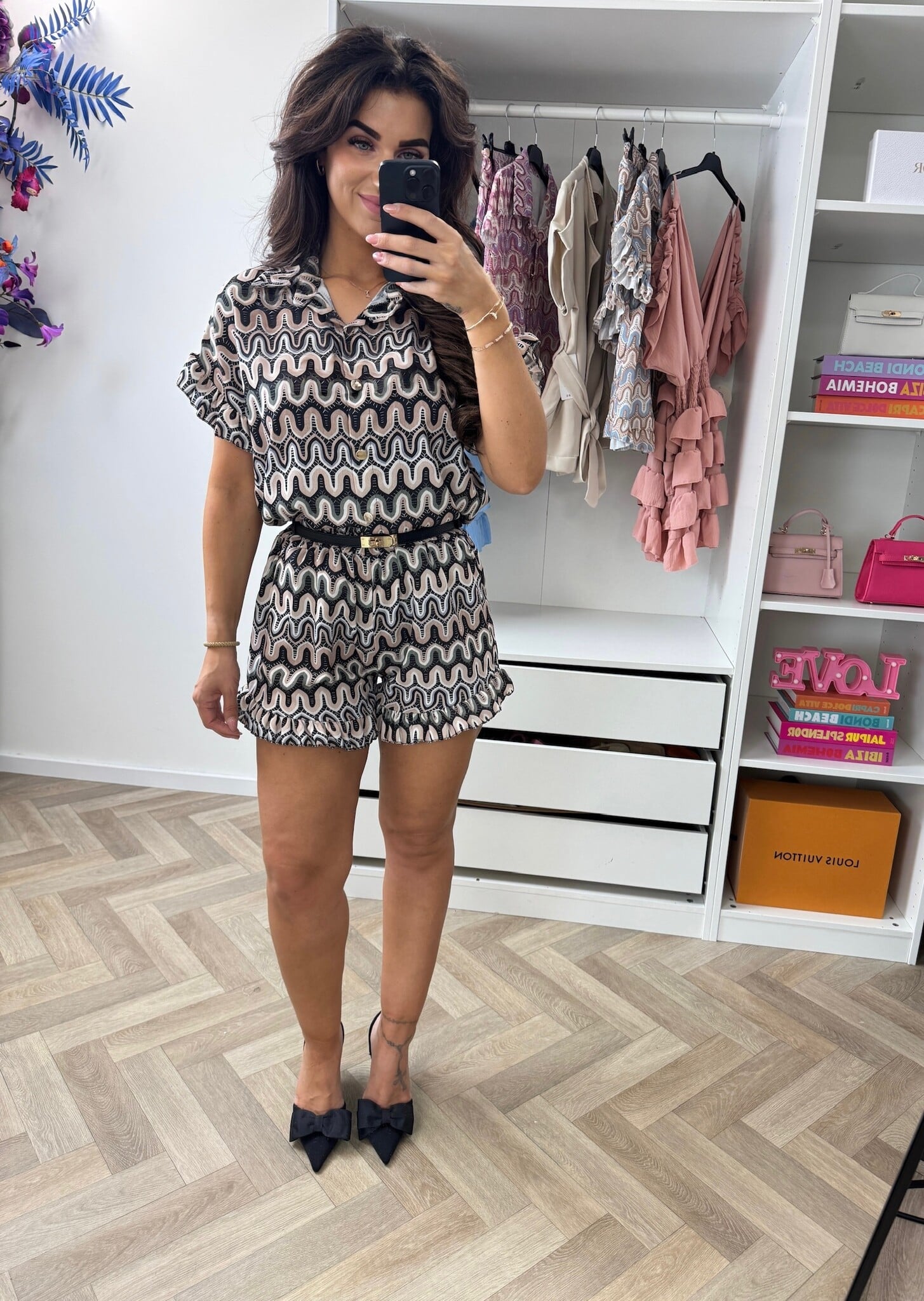 Set Wave Print Celina  Black