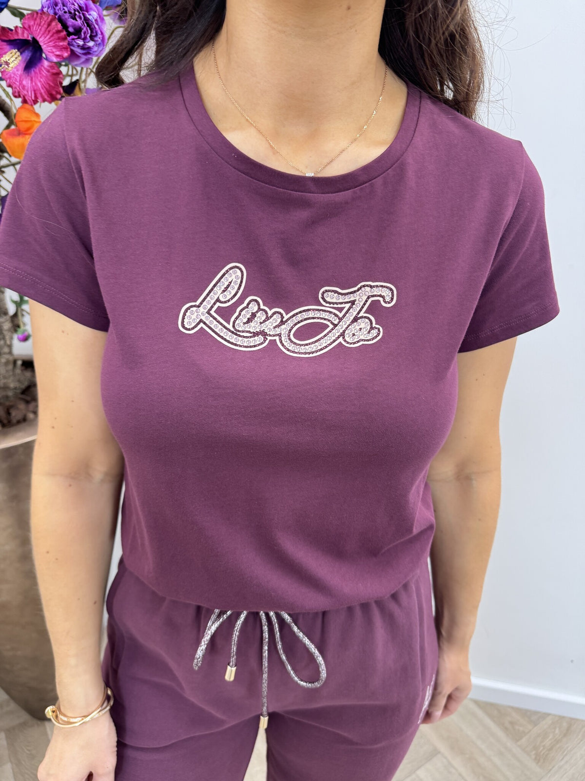 T-shirt Liu Jo Logo Red Aubergine 1966