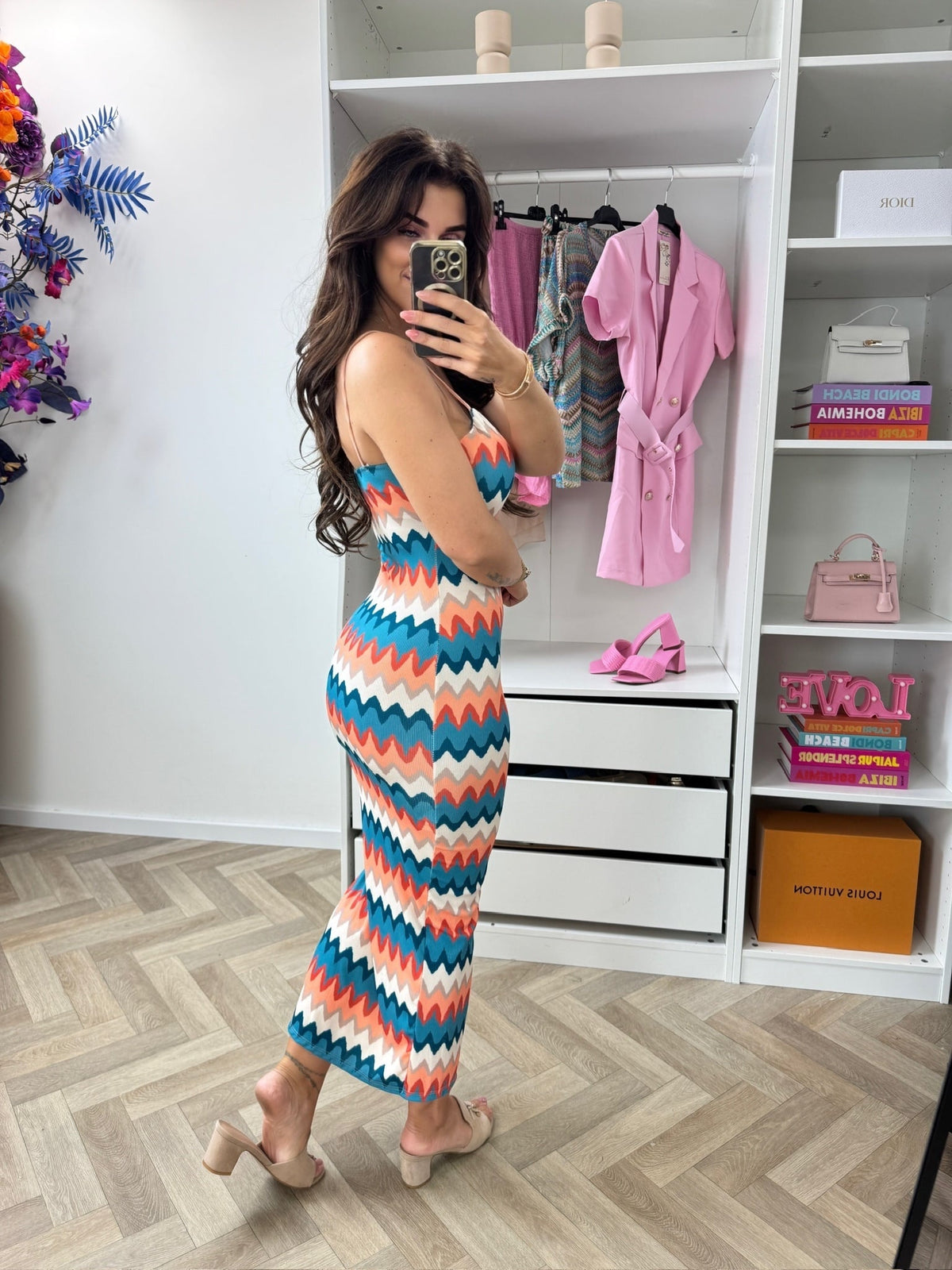 Long dress Lotti Zigzag Petrol