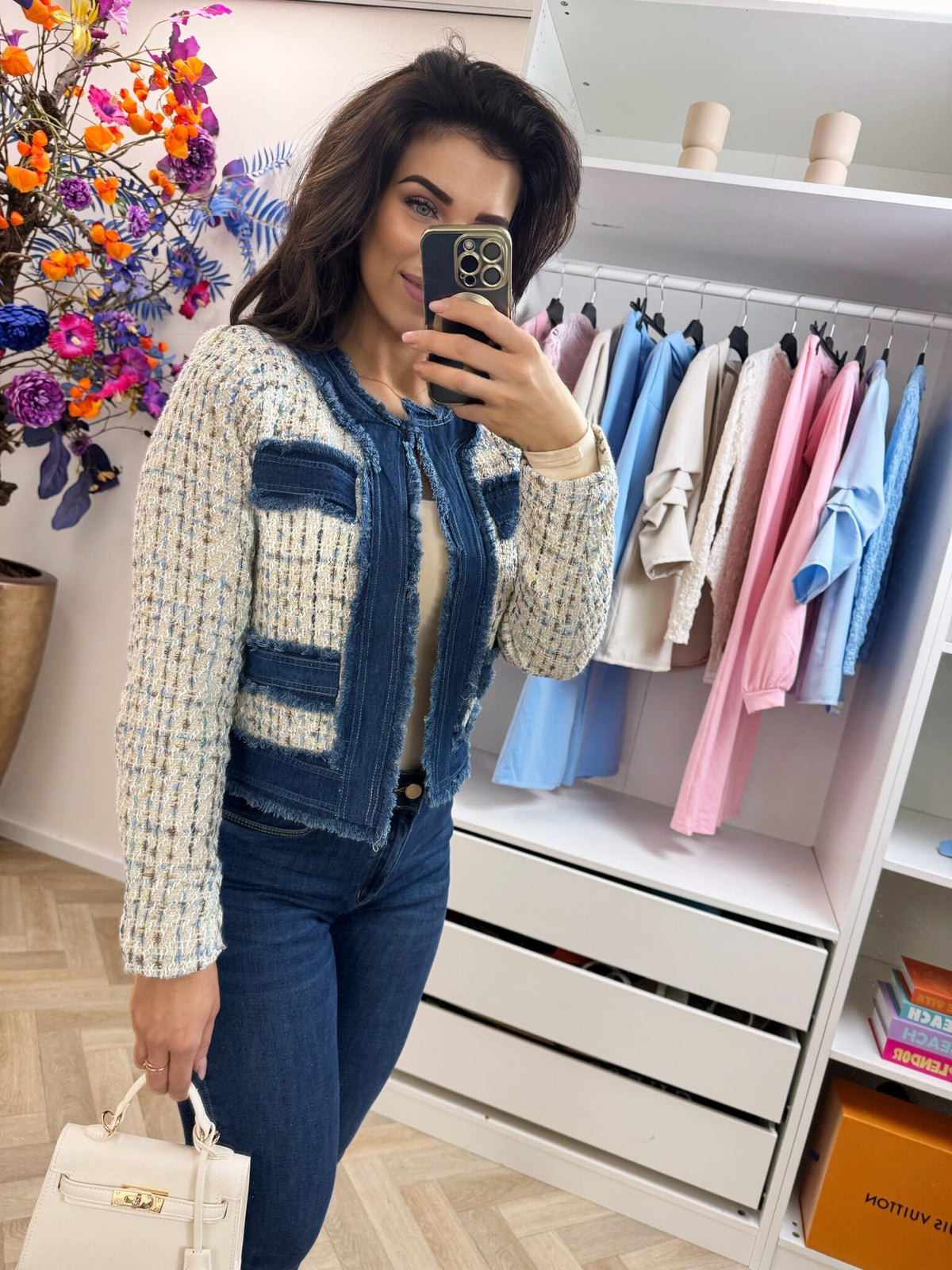 Jacket denim tweed 10222 Beige