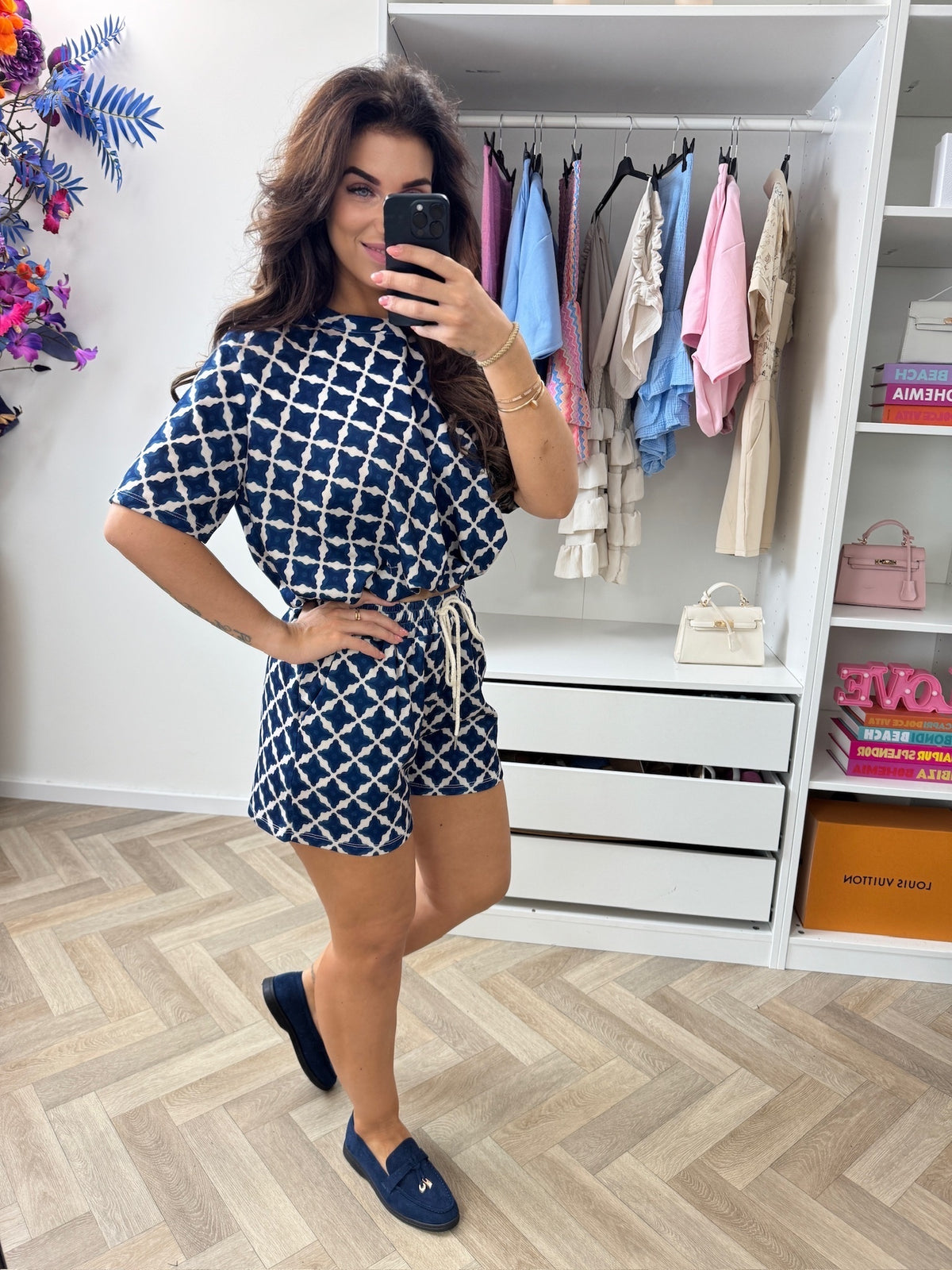 2 delige set Jill print Navy