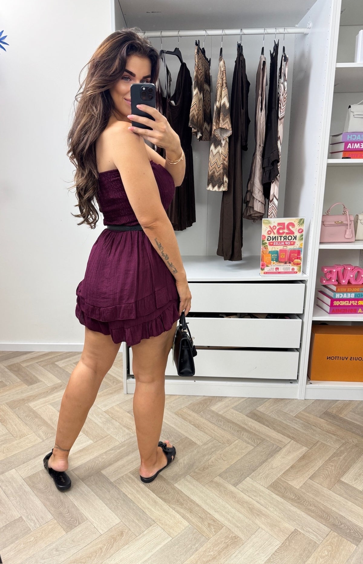 Jumpsuit Strapless Ruffle  Bordeaux