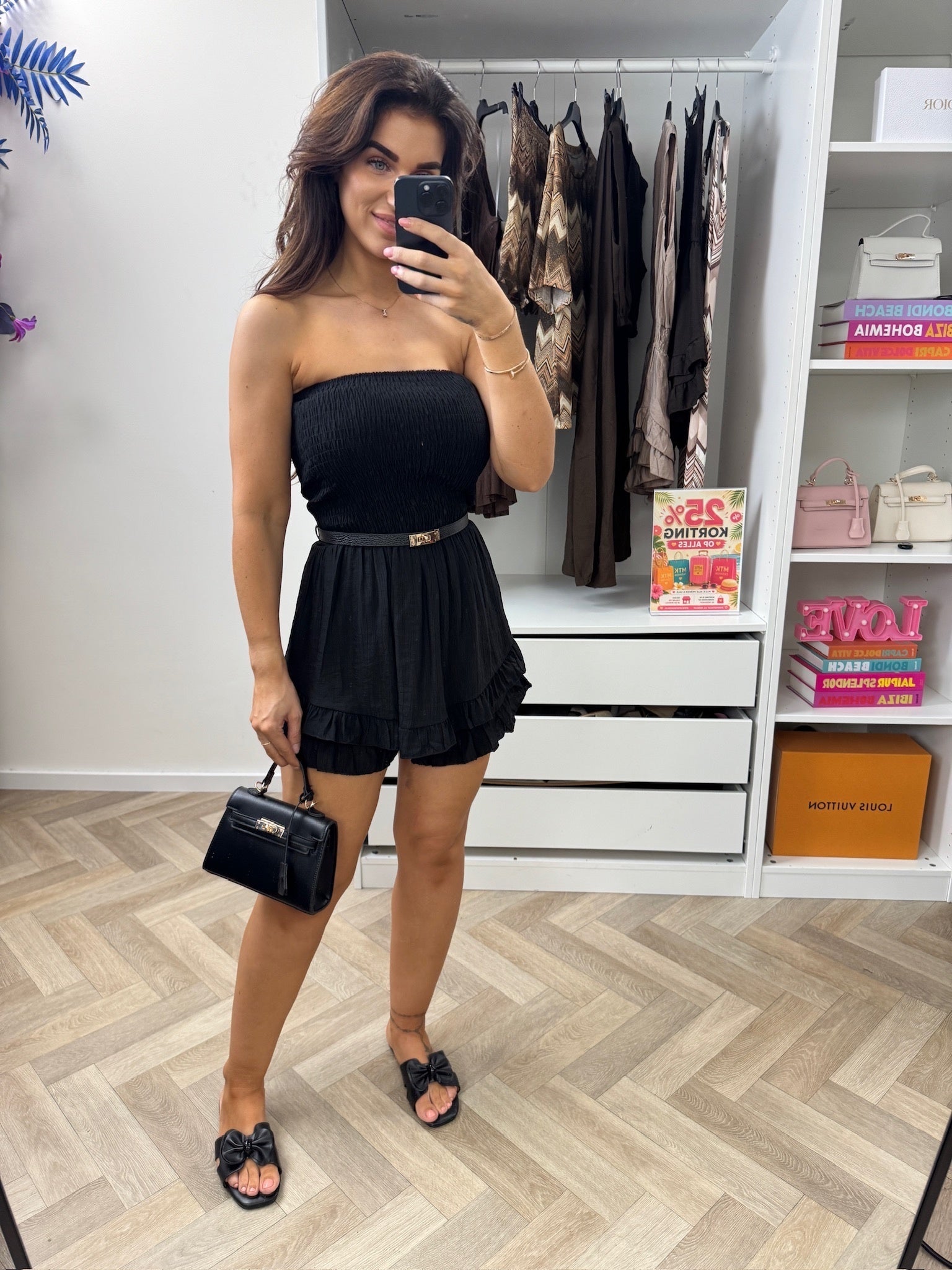 Jumpsuit Strapless Ruffle Black