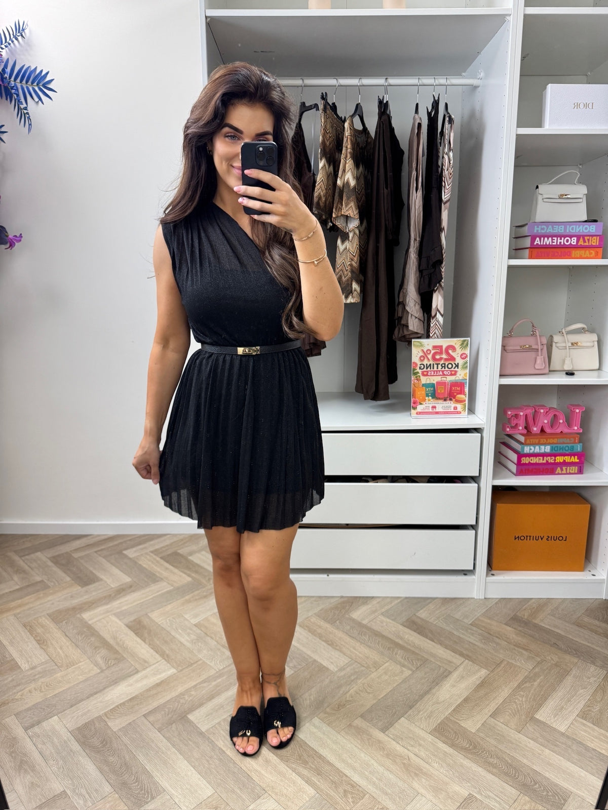 Dress Lurex Split Kort Black