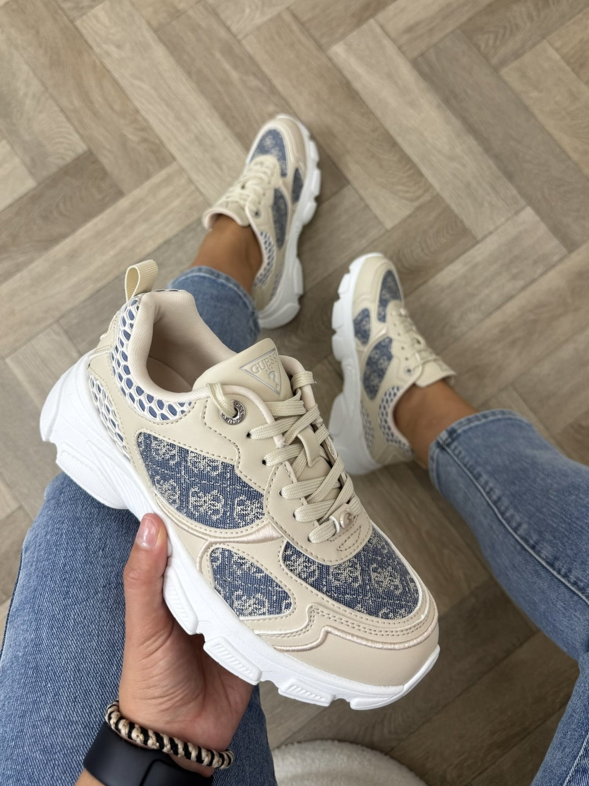 Sneakers Indye Cream denim Guess 1259
