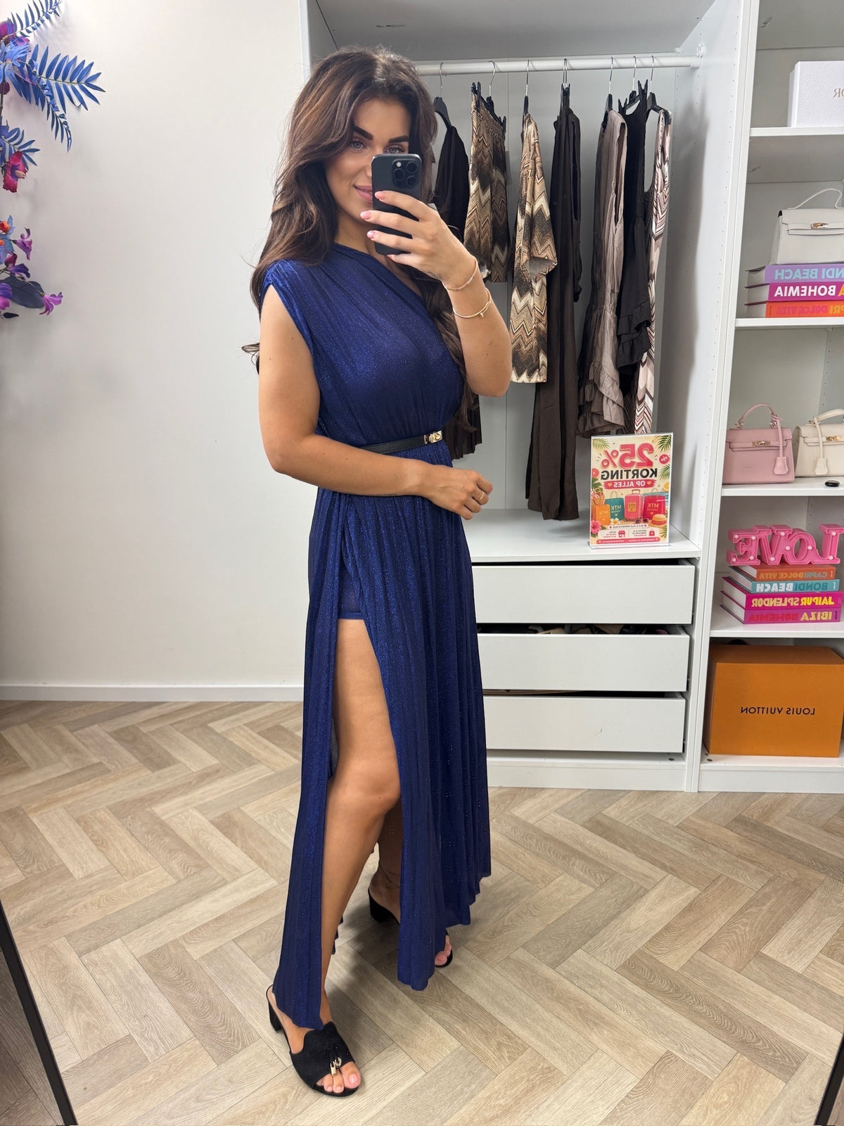 Long Jumpsuit Lurex Split Kobalt