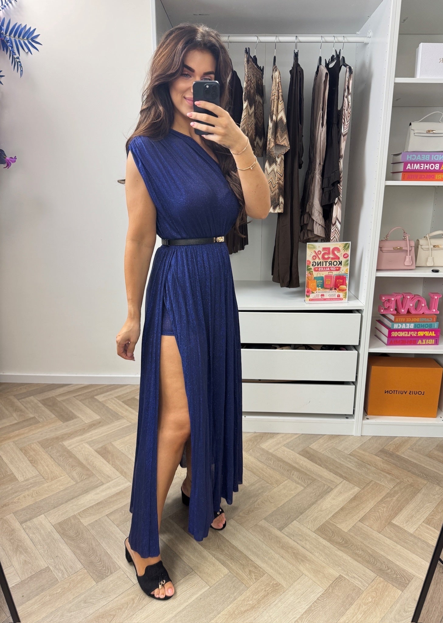 Long Jumpsuit Lurex Split Kobalt